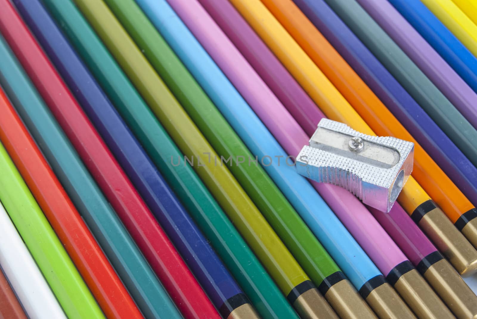 Used color pencils and sharpener by varbenov