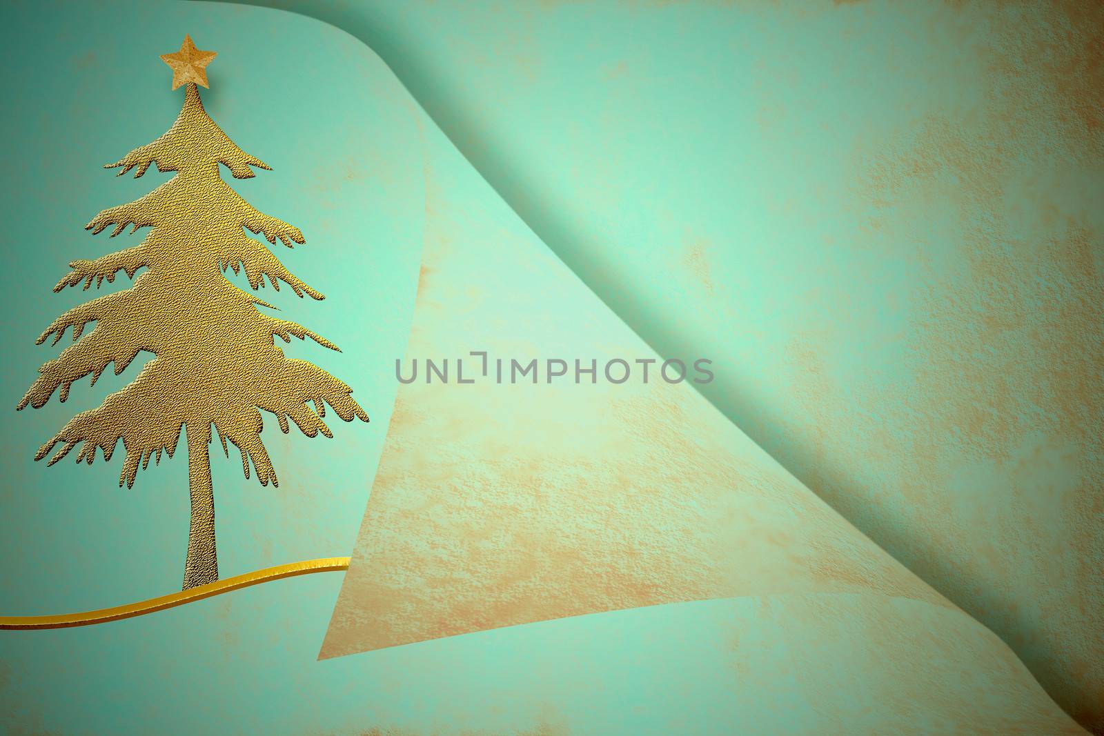 Christmas card with gold tree by Carche