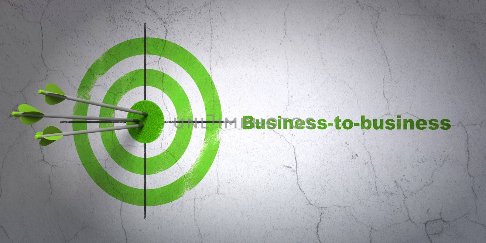 Business concept: target and Business-to-business on wall background by maxkabakov