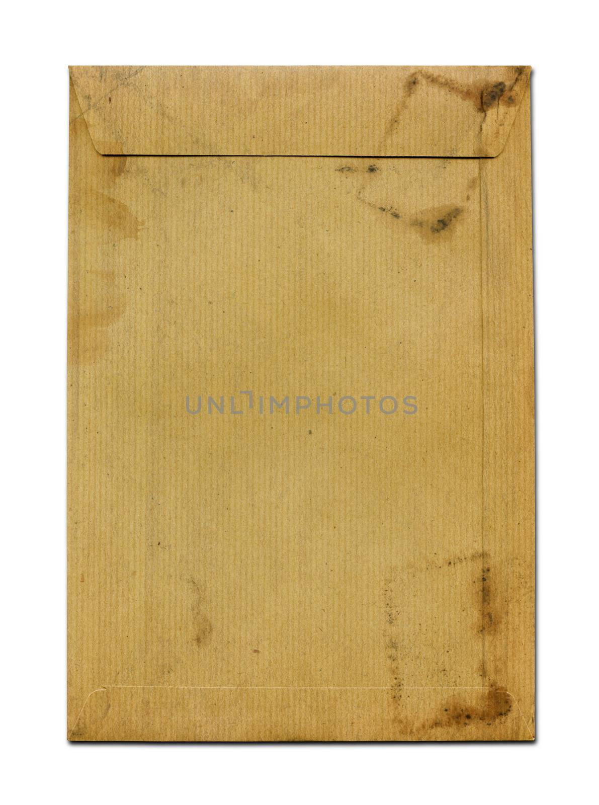 Old grunge brown paper textured envelope isolated on white with clipping path
