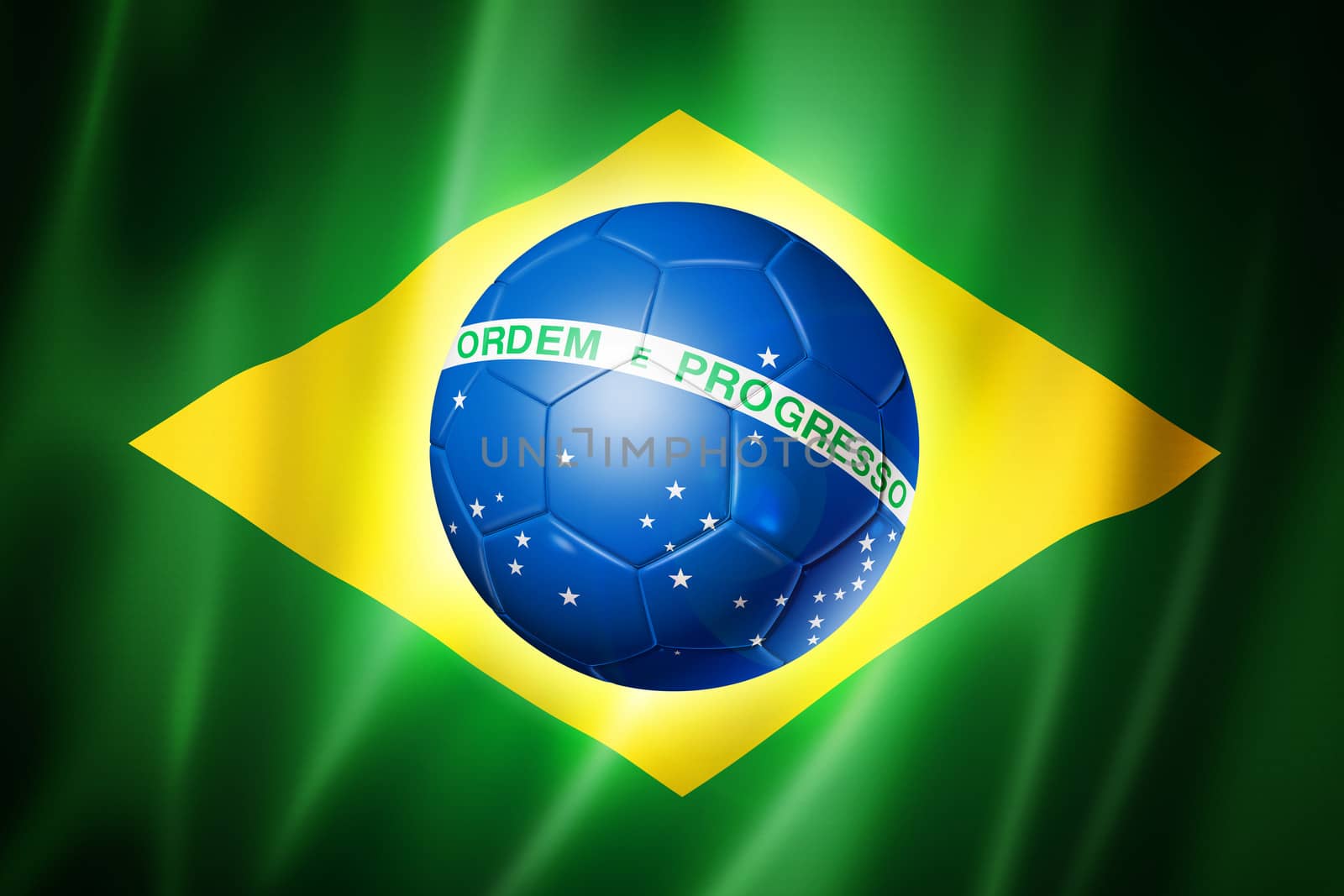 Brazil world cup 2014 symbol, soccer ball on brazilian flag