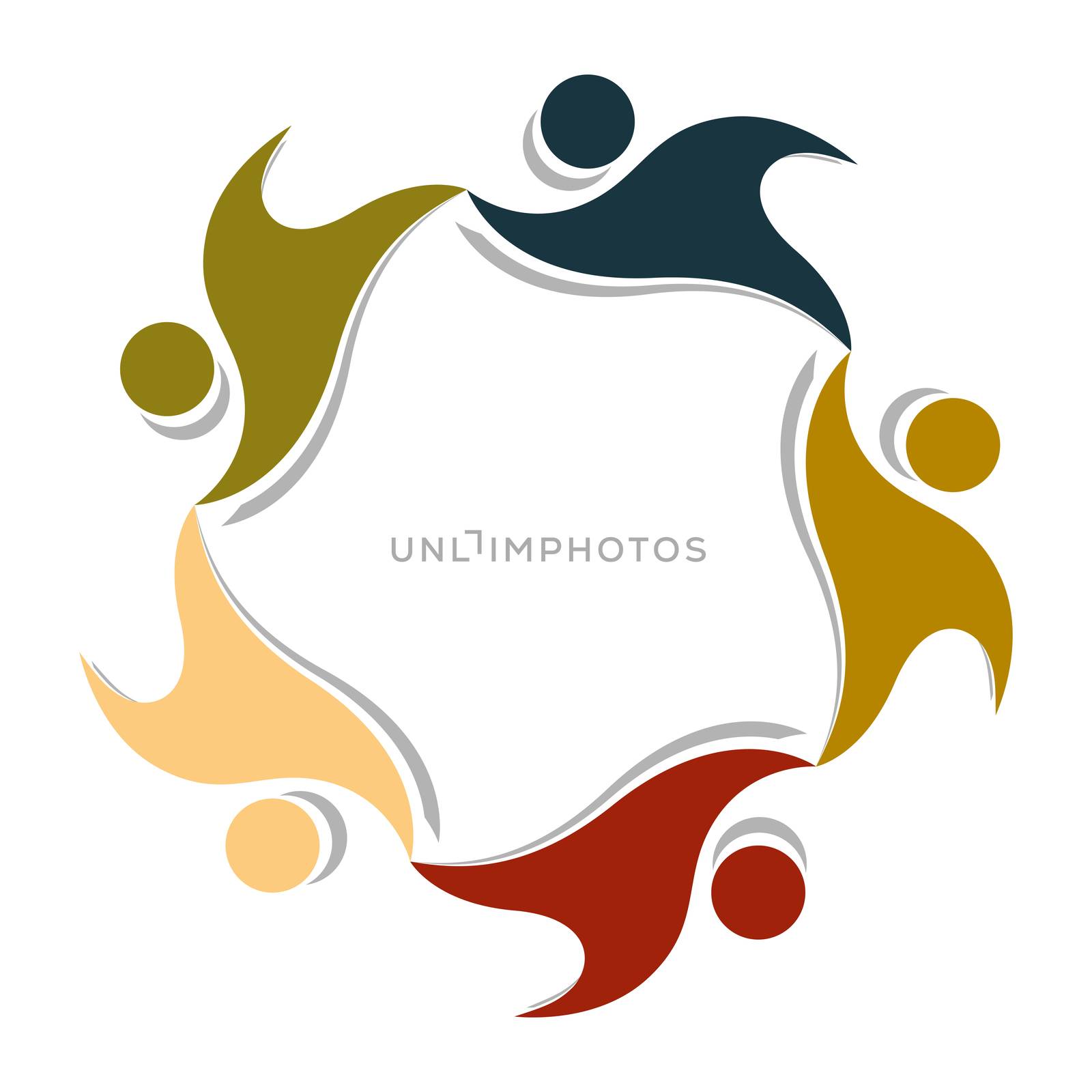 abstract shapes of people on white background