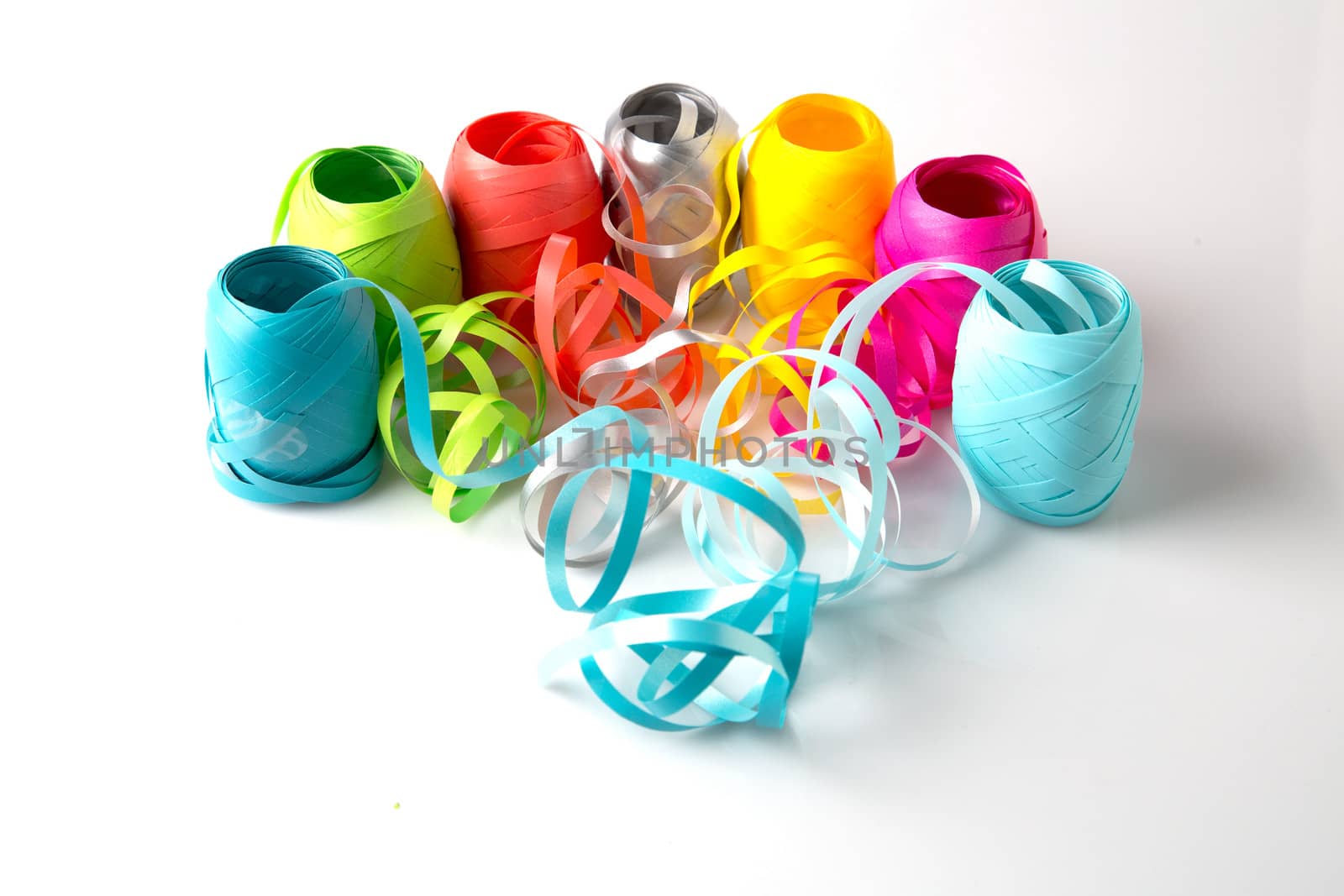 Set of colorful paper ribbons on white background