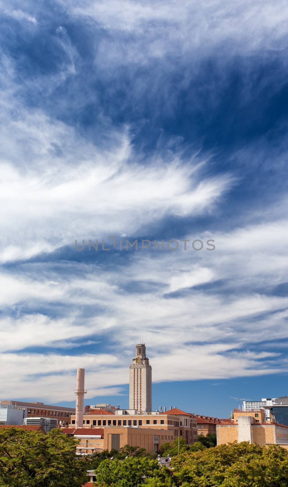 AUSTIN,TX/USA - NOVEMBER 14:  Vertical panoramic View of  the campus of the University of Texas, a state research university and the flagship institution of the The University of Texas System. November 14, 2013.