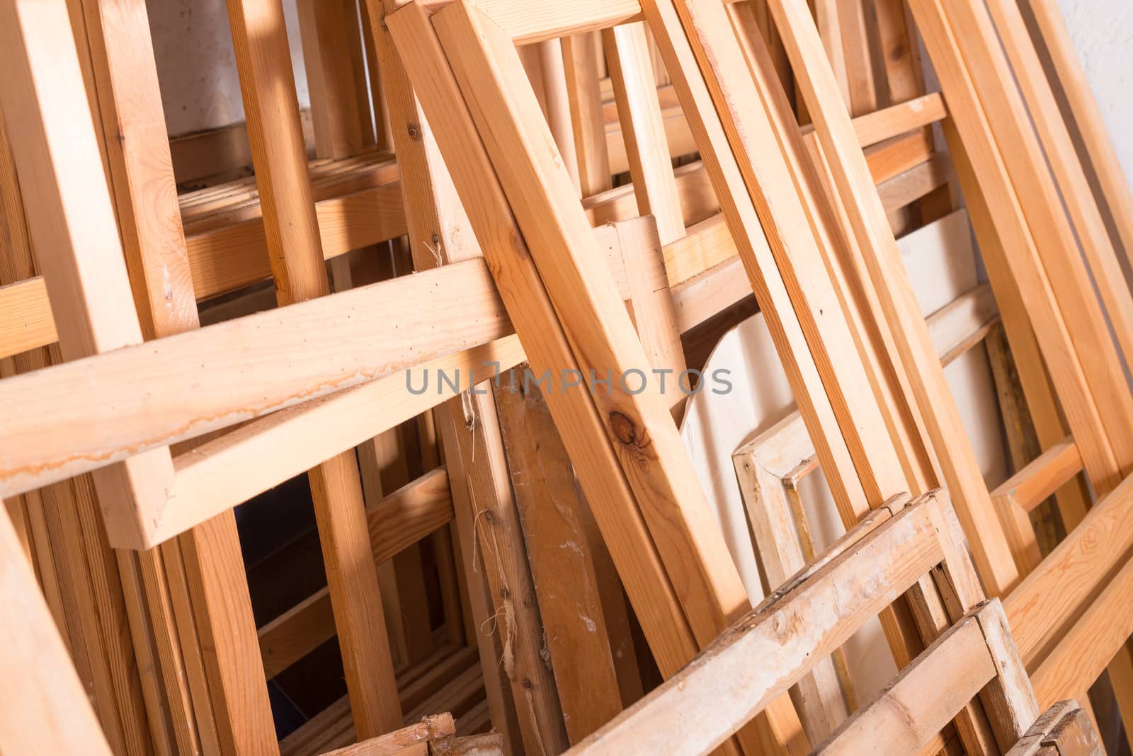 Wooden laths  ready to be turned into easels