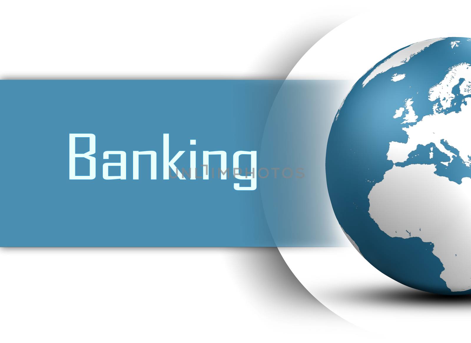 Banking concept with globe on white background