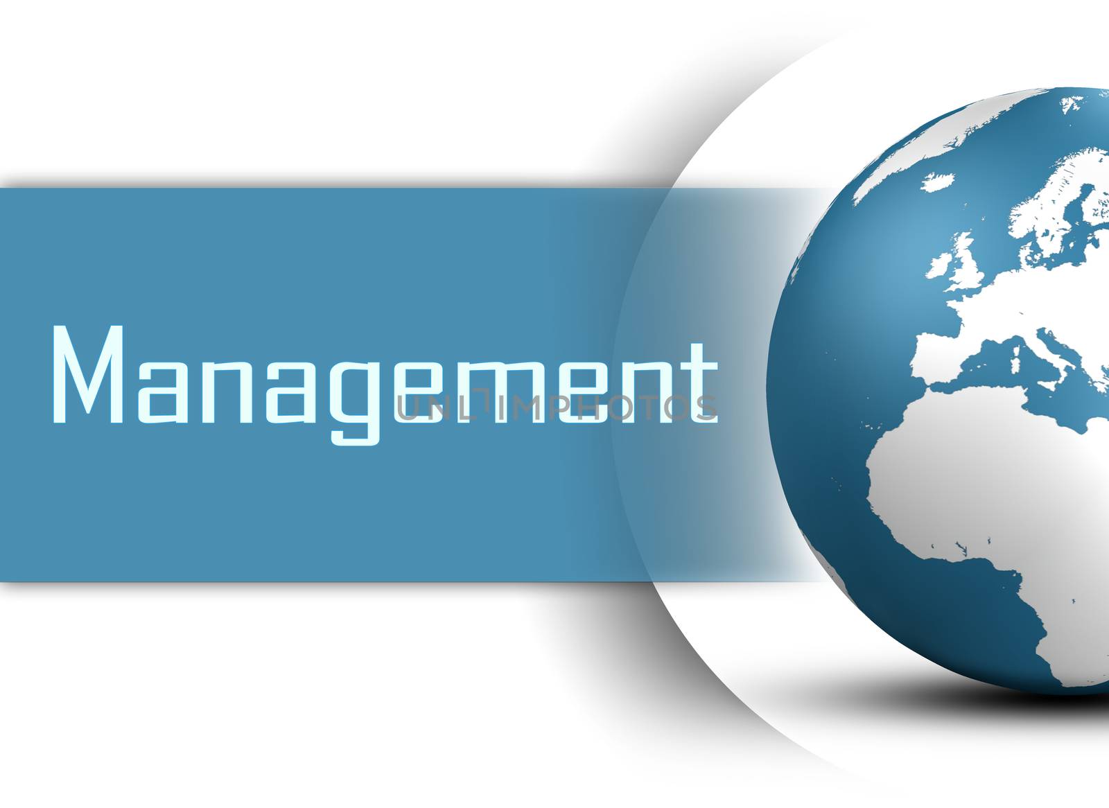 Management concept with globe on white background
