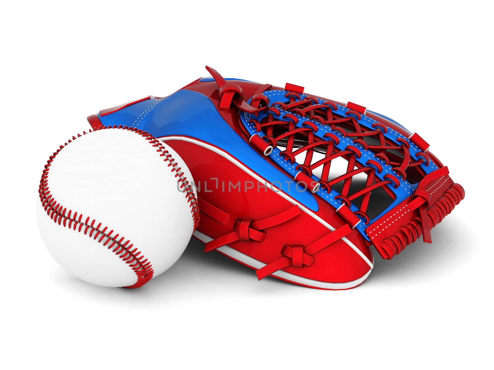 Leather glove with baseball on a white background