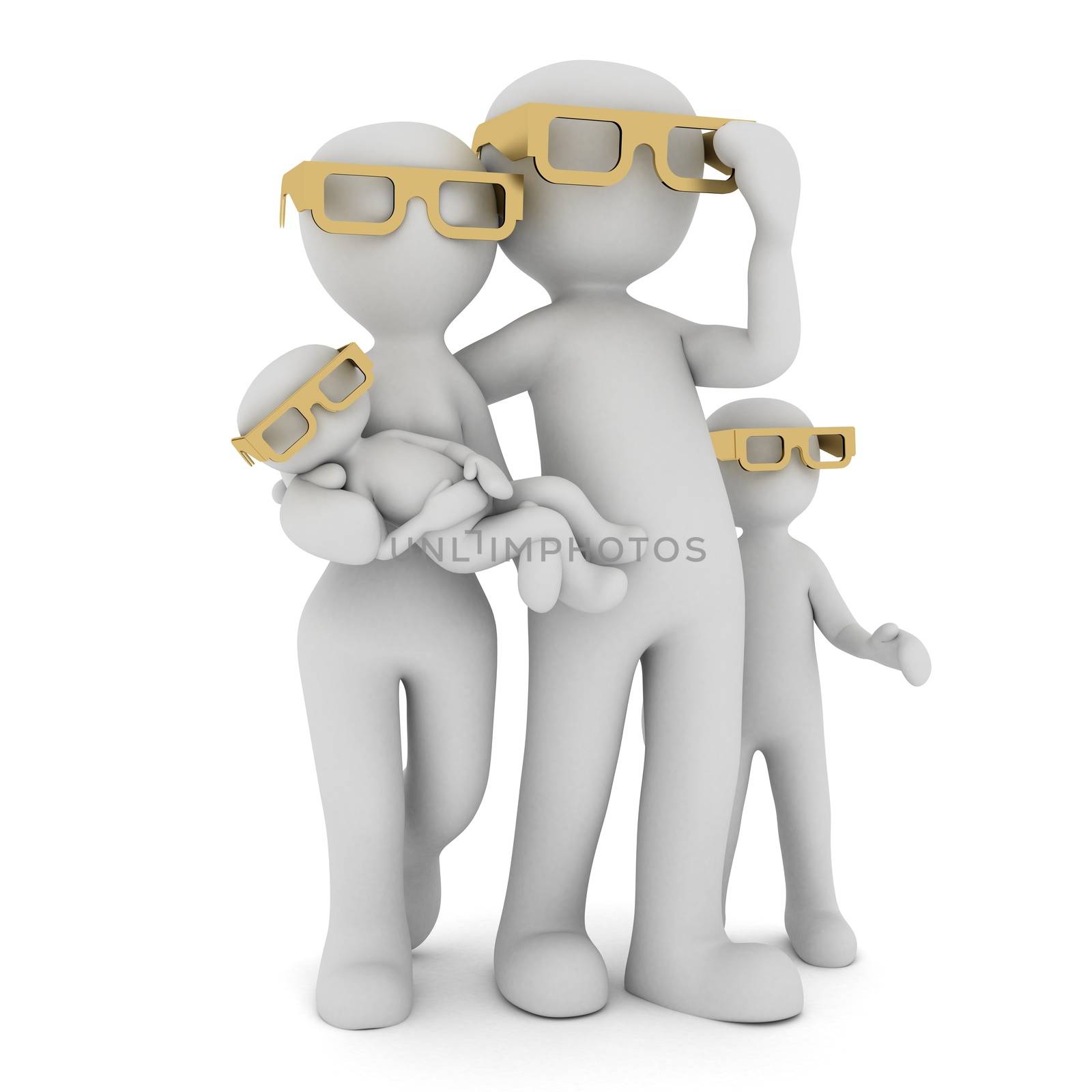 A family in which all have a glasses.