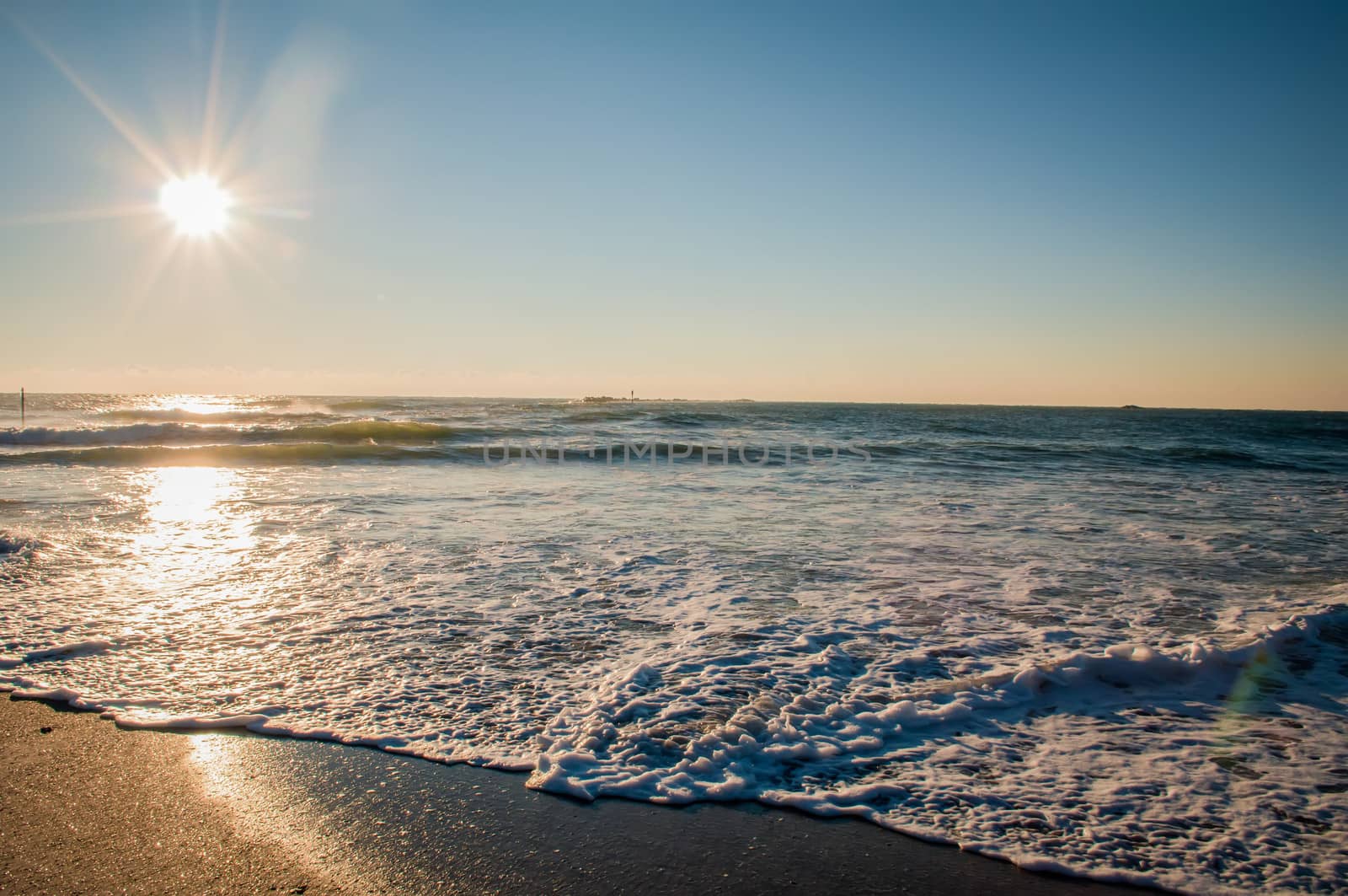 early morning on a sea coast beach scene