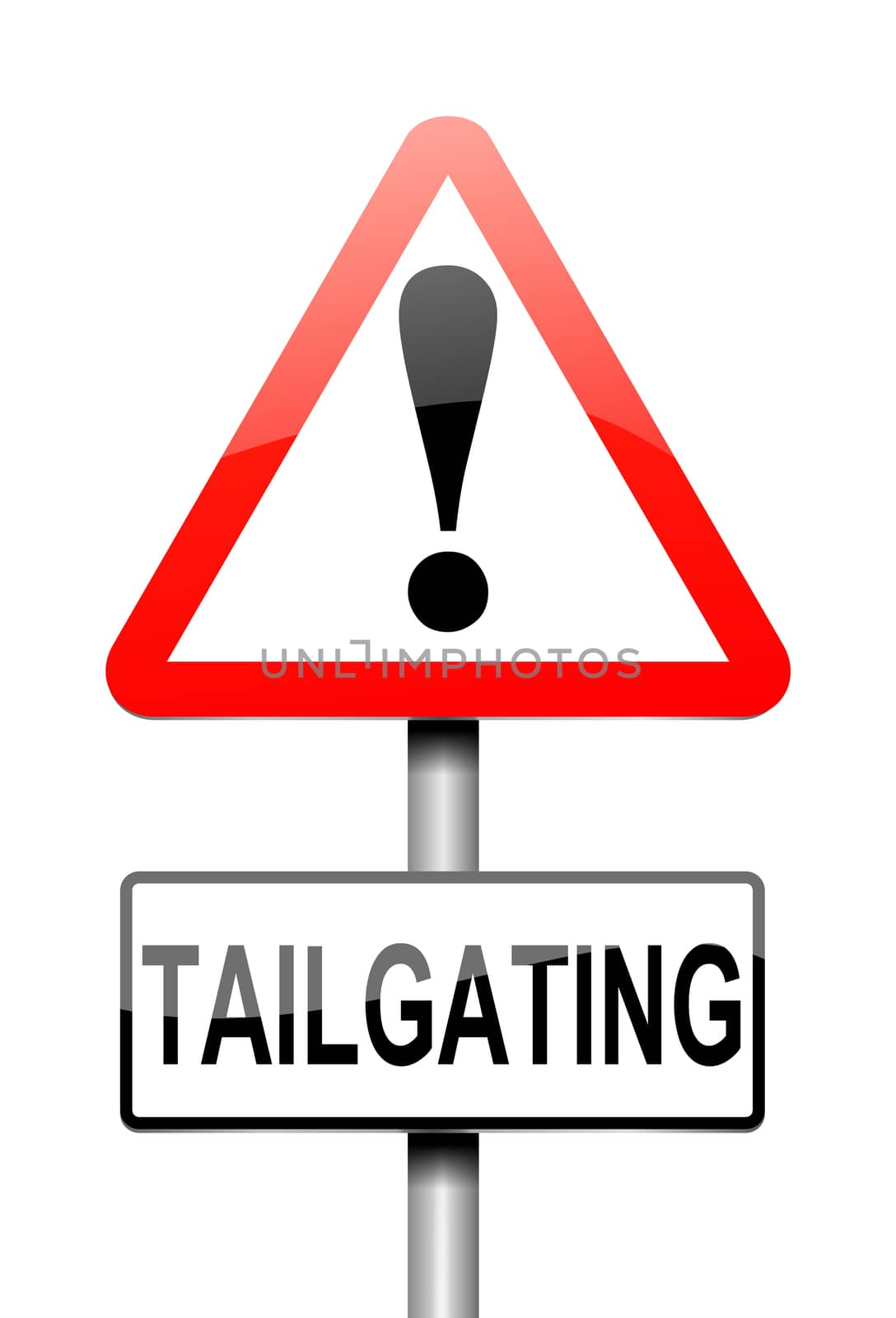 Illustration depicting a sign with a tailgating concept.