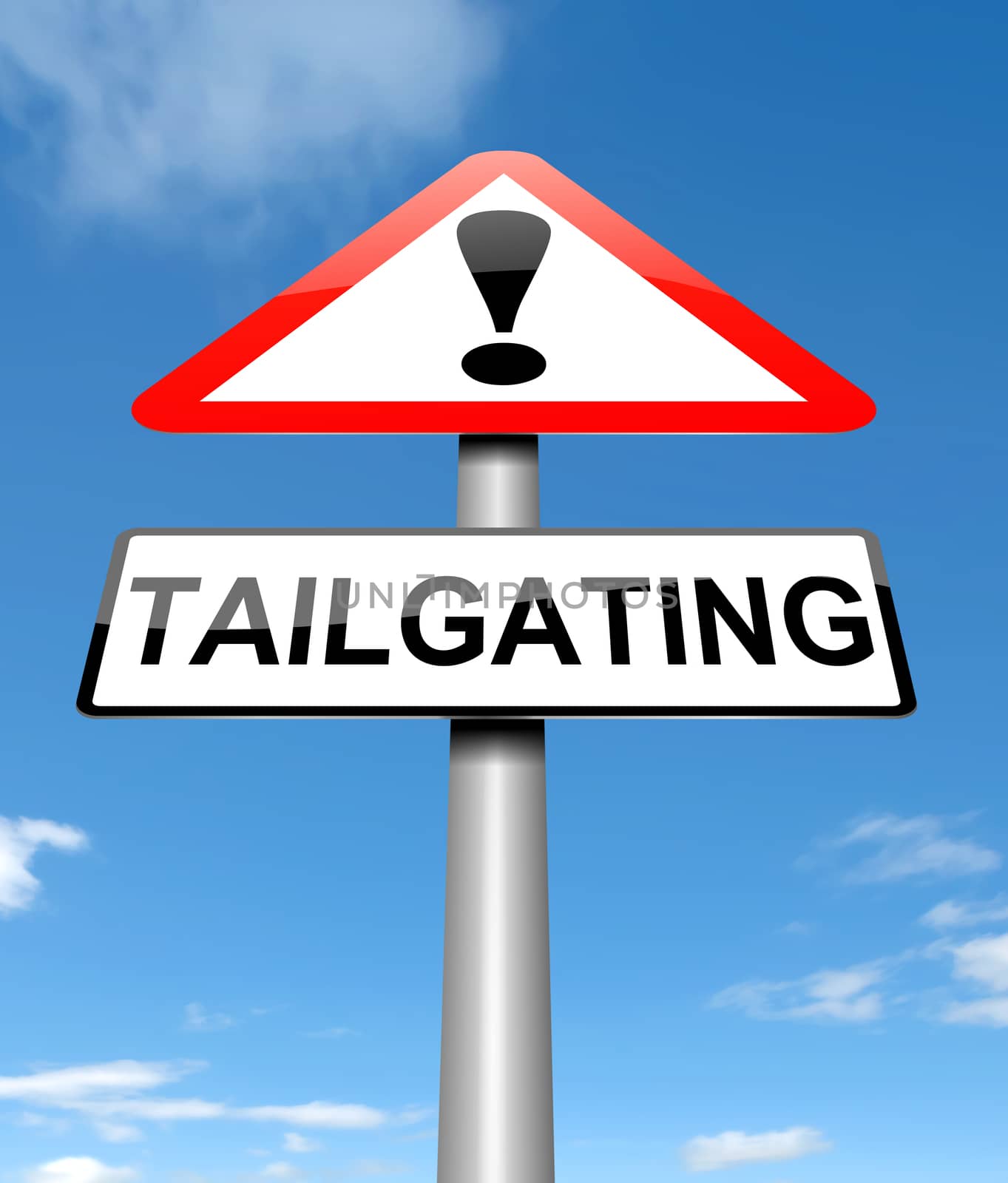 Illustration depicting a sign with a tailgating concept.