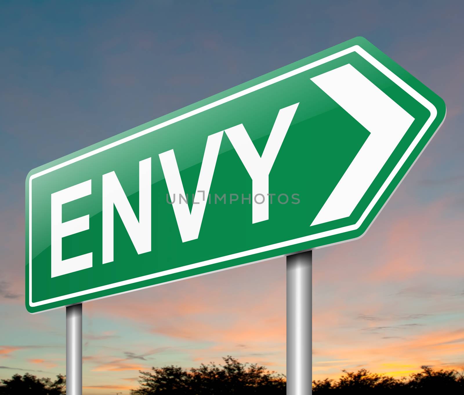 Illustration depicting a sign with an envy concept.