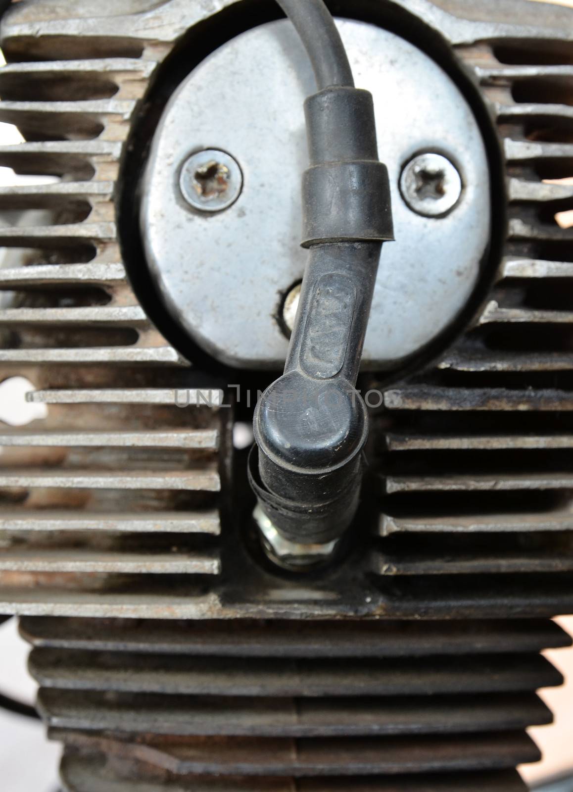 close up of old motorbike engine