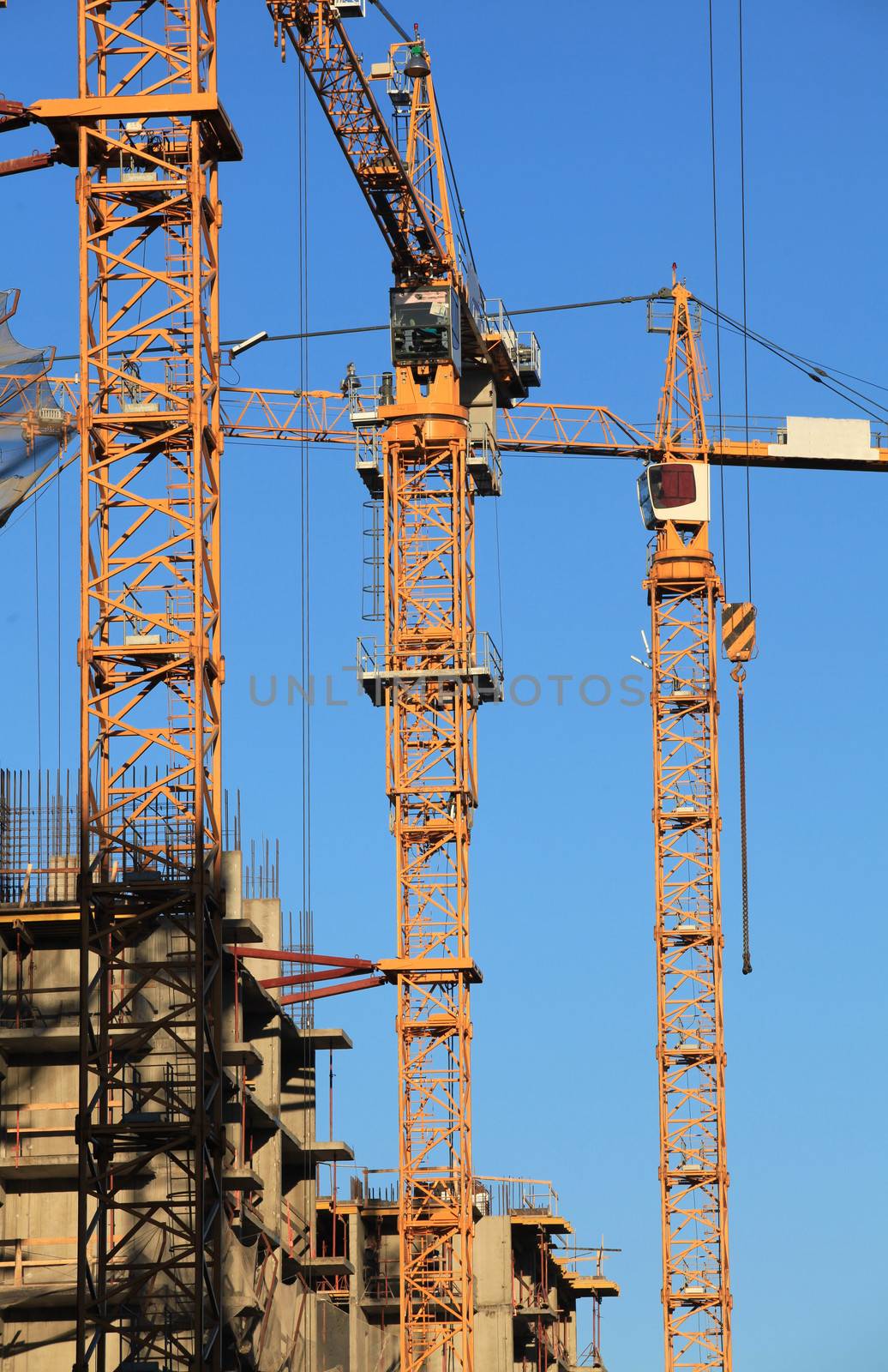 tower cranes on the construction of high-rise buildings