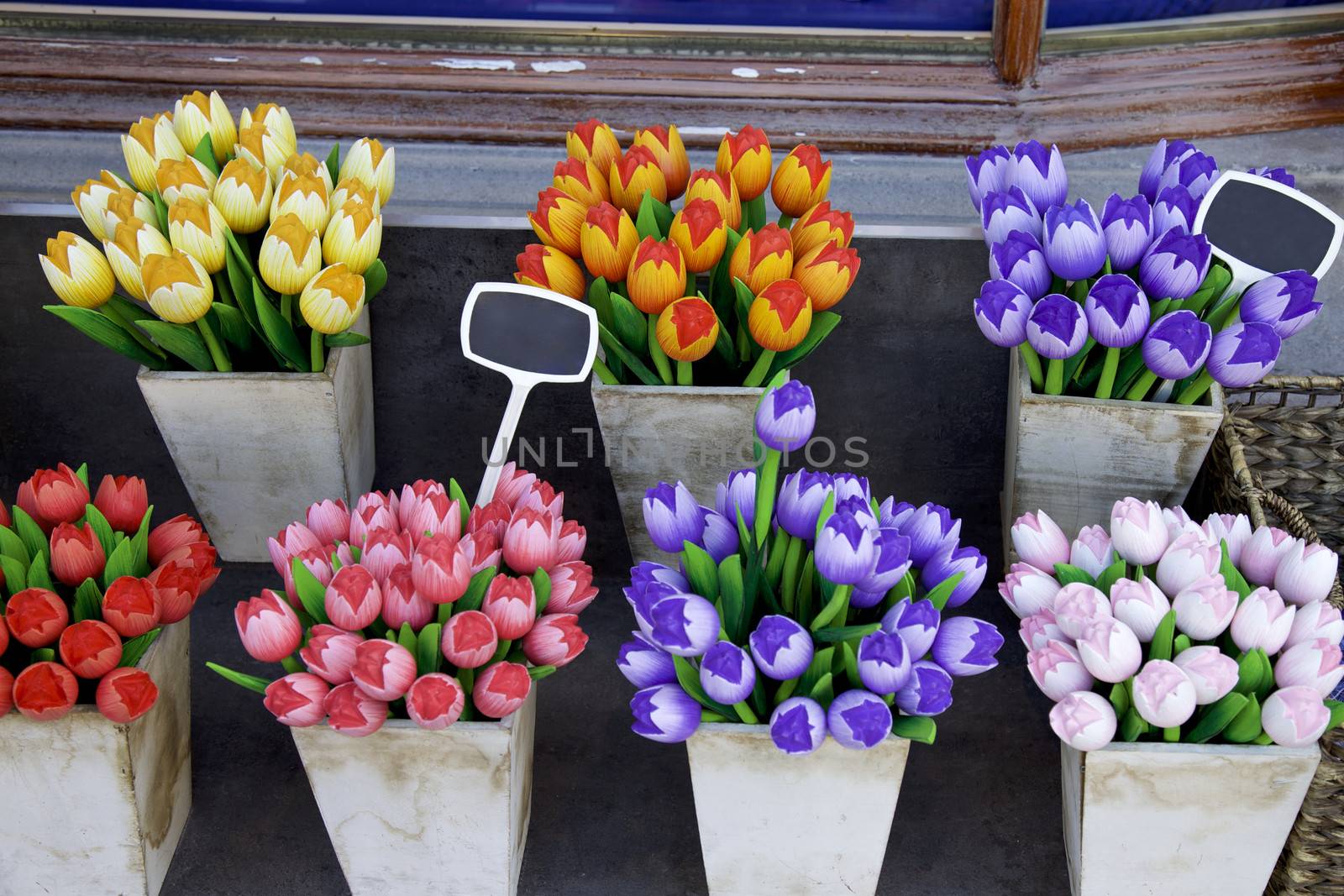 Wooden tulips in Amsterdam, Netherlands