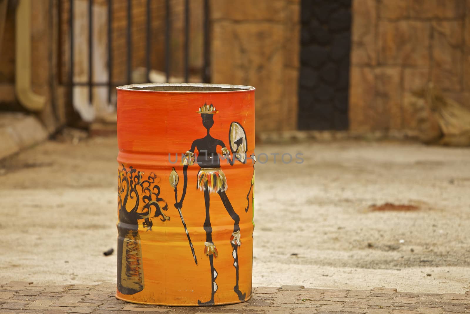 South Africa Rural Art Painted on a oil can