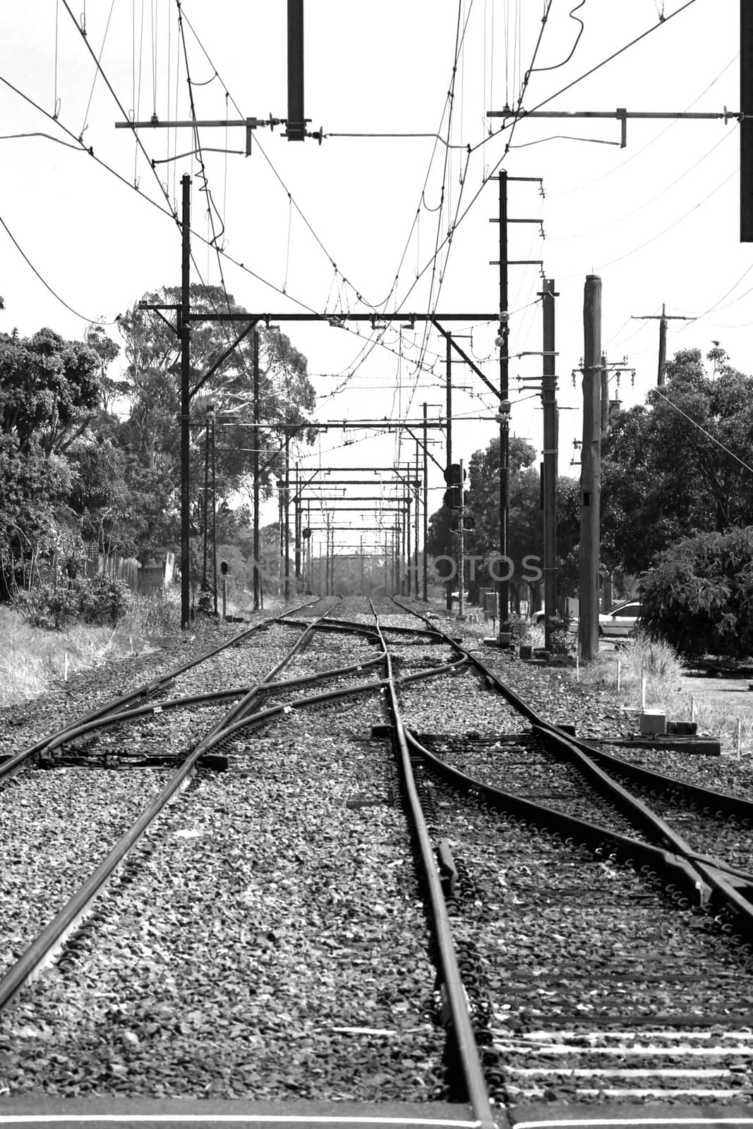 Railroad train track in the country 