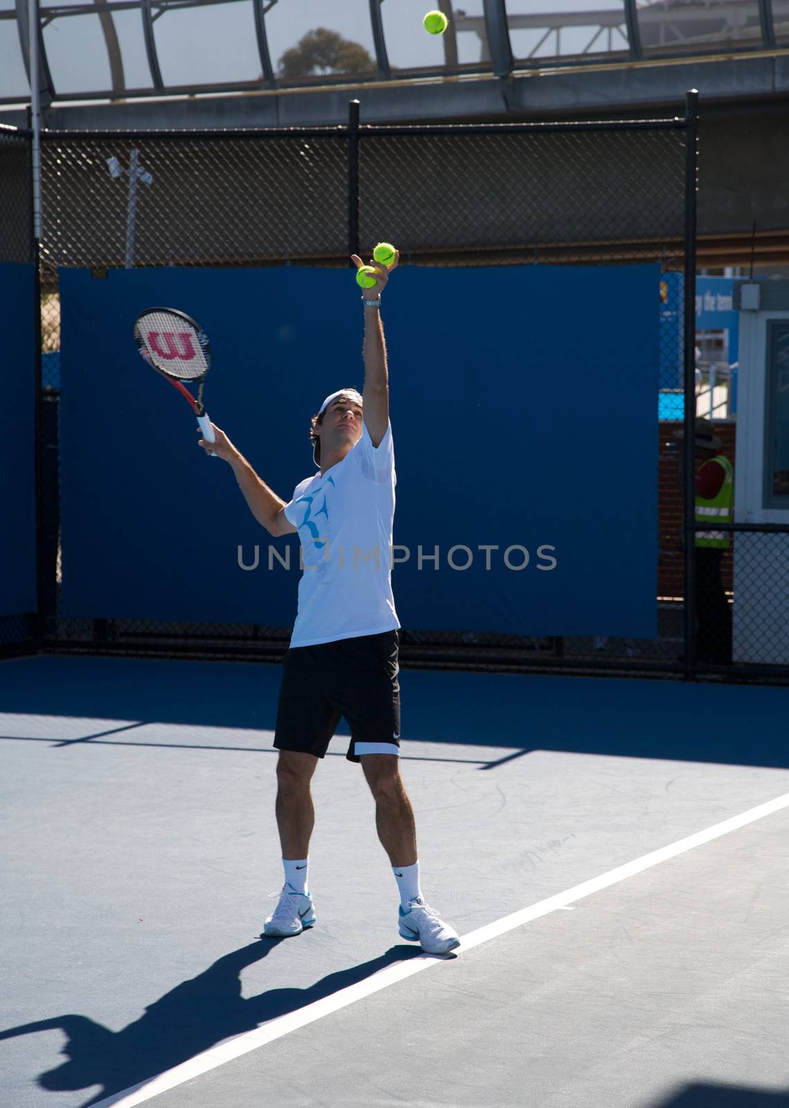 Roger Federer During his Practicing Session at Australia Open Tournament in Melbourne