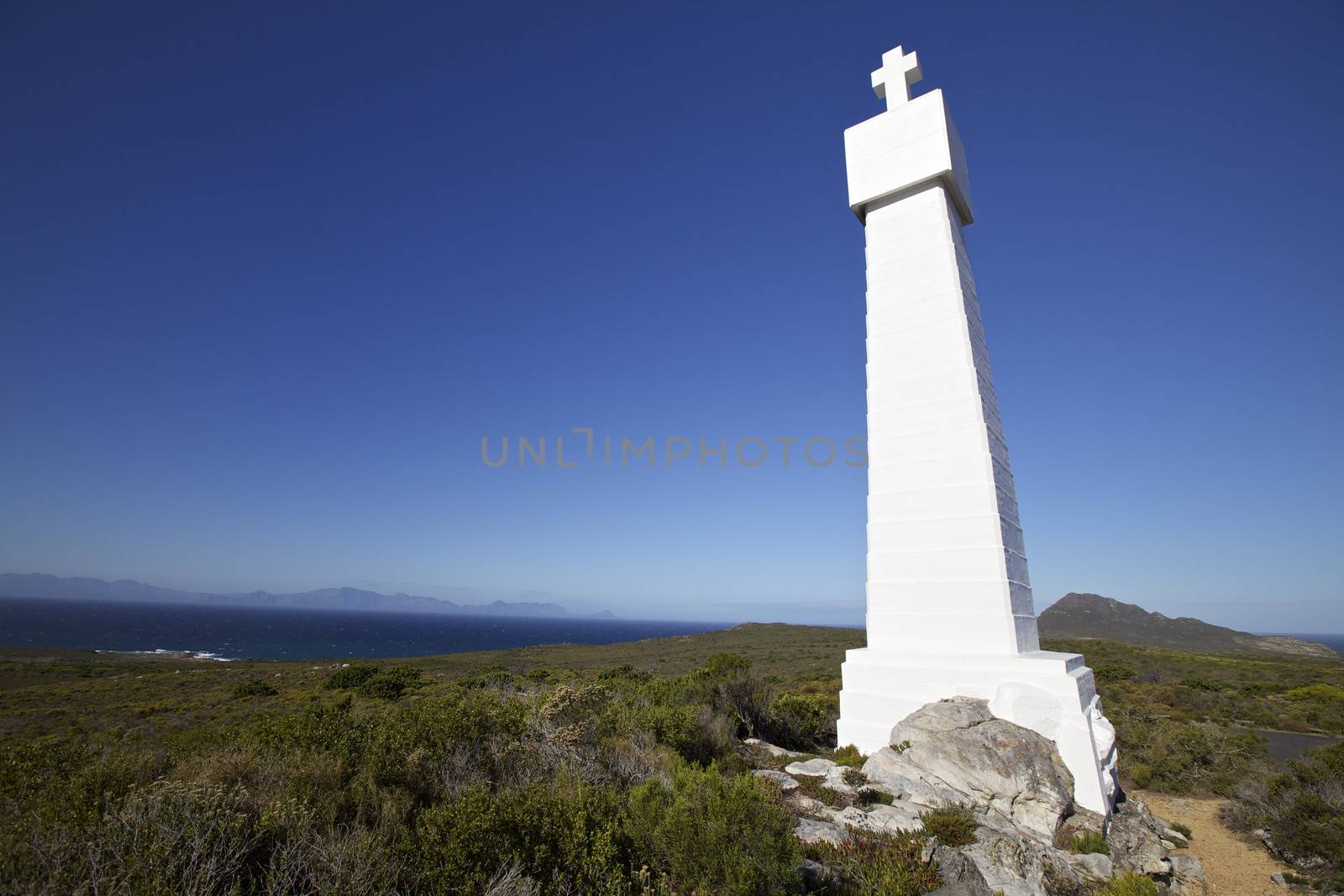 Coastal Llook out near Cape Town, Cape Point - Vasca da Gama and Bartholomeu Dias Cross. Landmark discovered the sea route from Africa to India