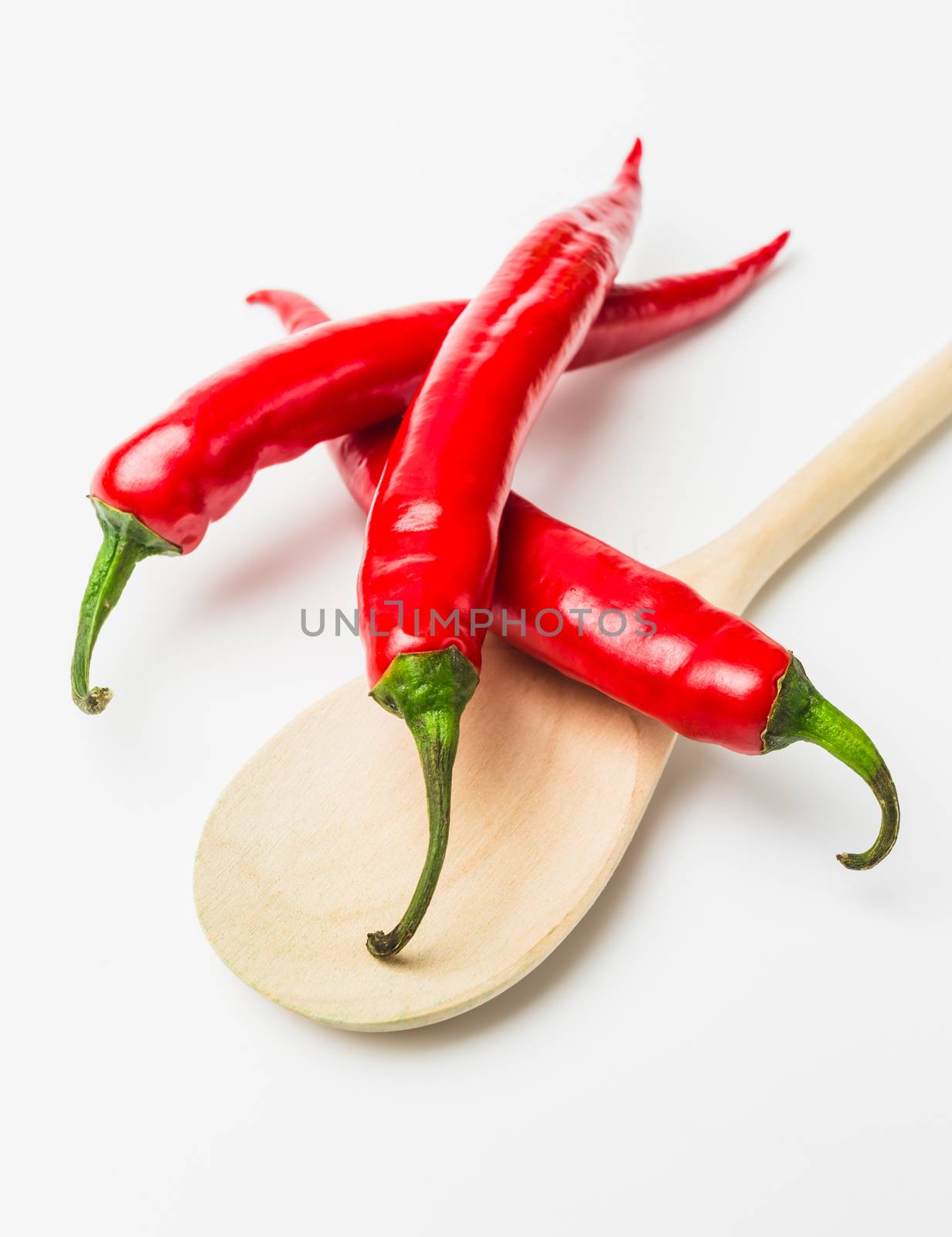 Red chili peppers on a white background