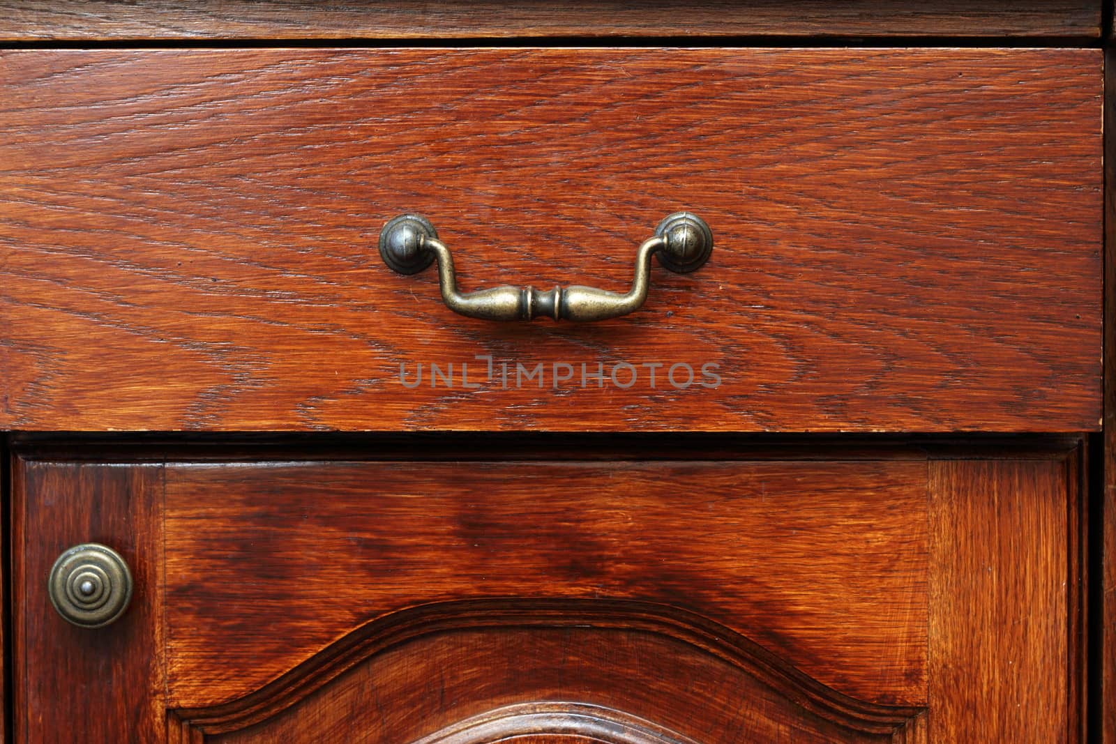 detail of ancient beautiful wooden drawer