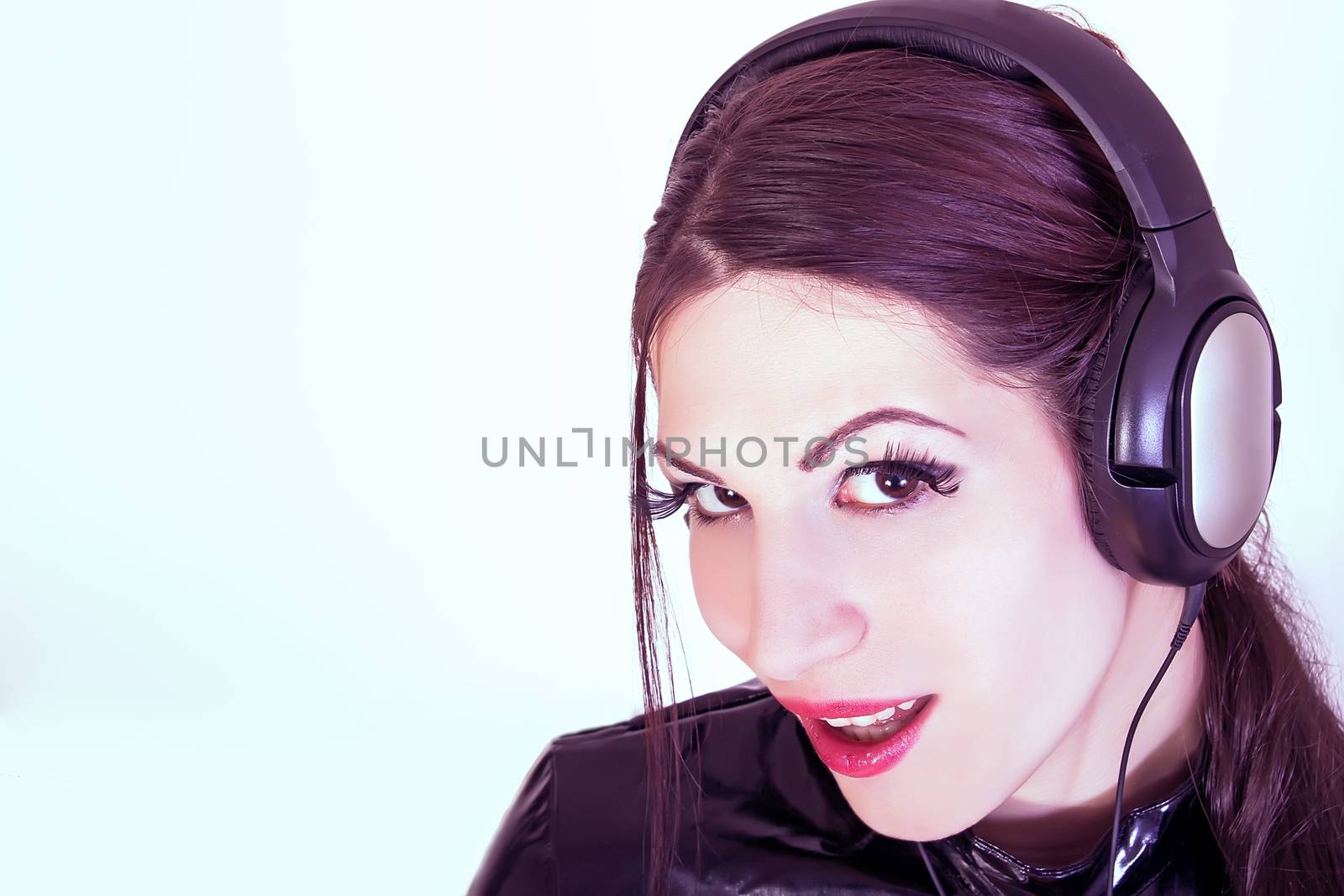 Beautiful DJ girl with headphones by dukibu