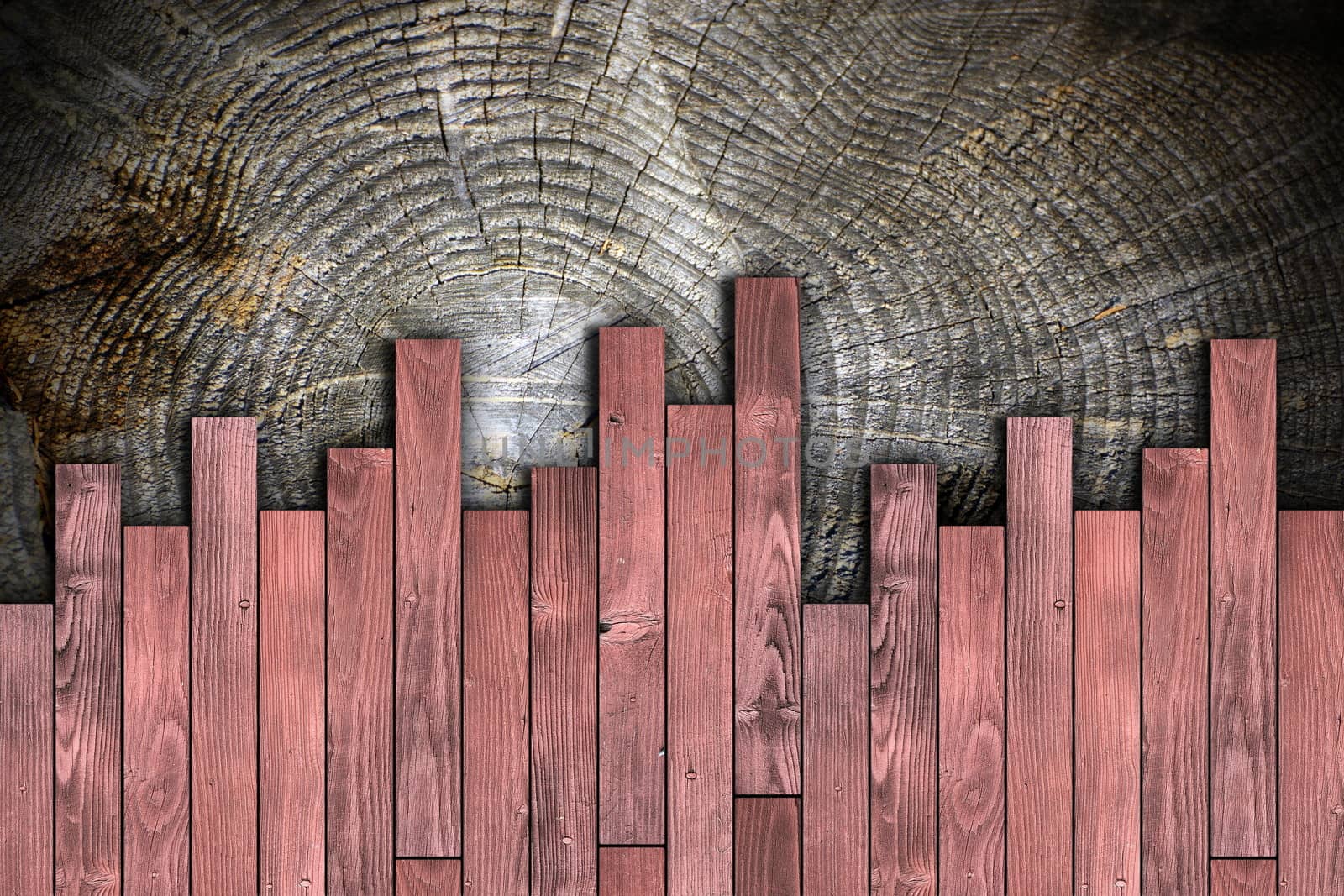 floor wood weathered rustic  tiles montage on cracked surface