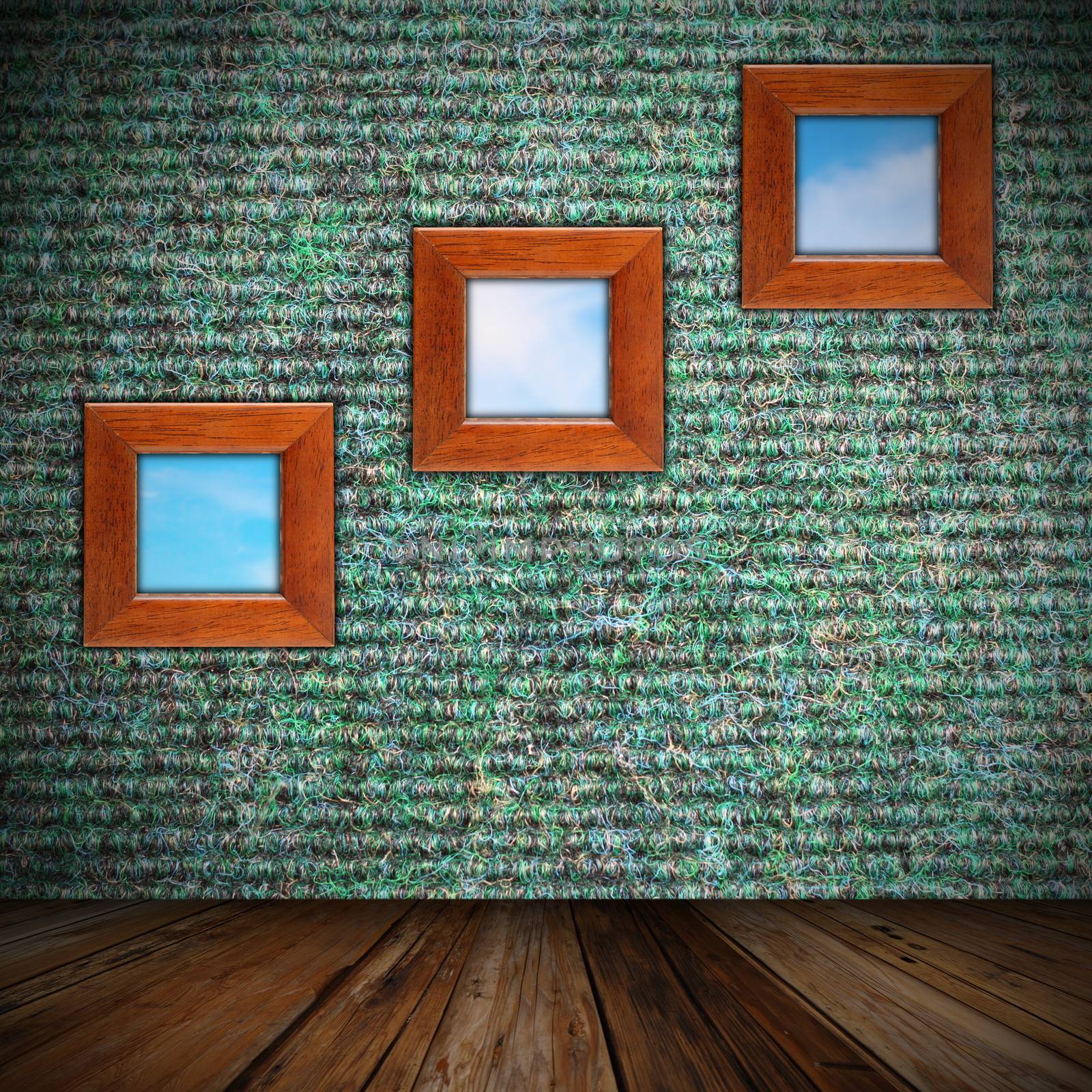 indoor backdrop with frames on wall by taviphoto