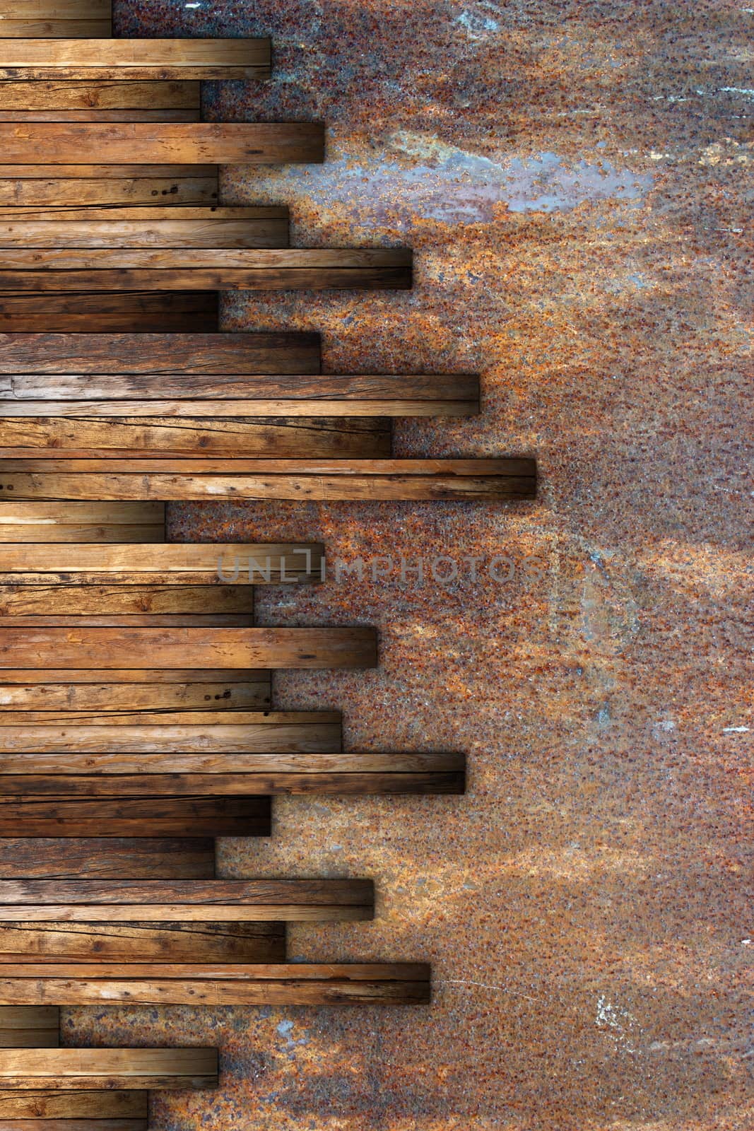textured wooden boards montage forming floor design on grunge surface