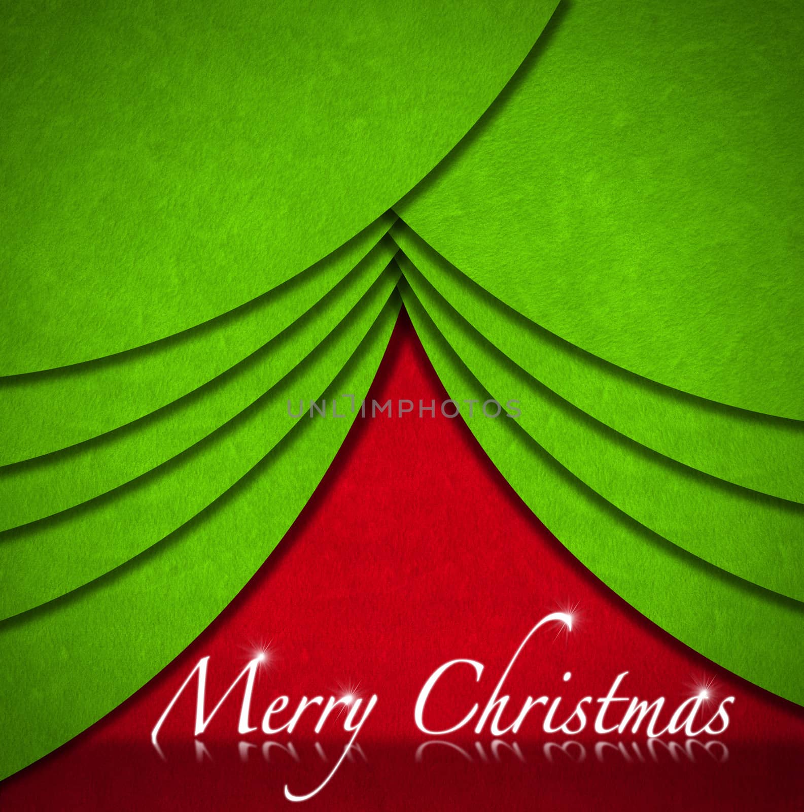 Christmas background with stylized christmas tree in red and green velvet