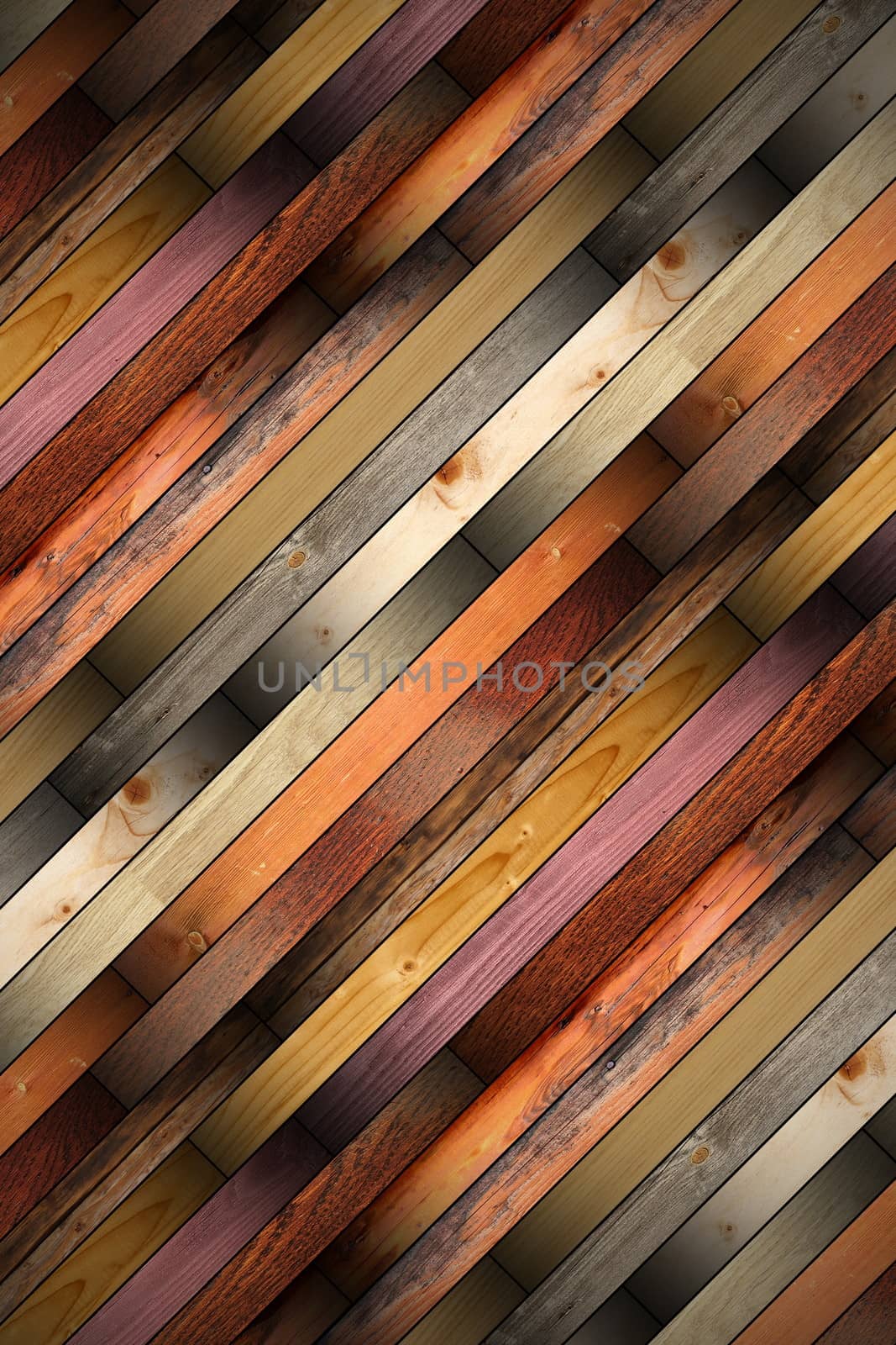 collection of old colorful wooden tiles mounted on the floor