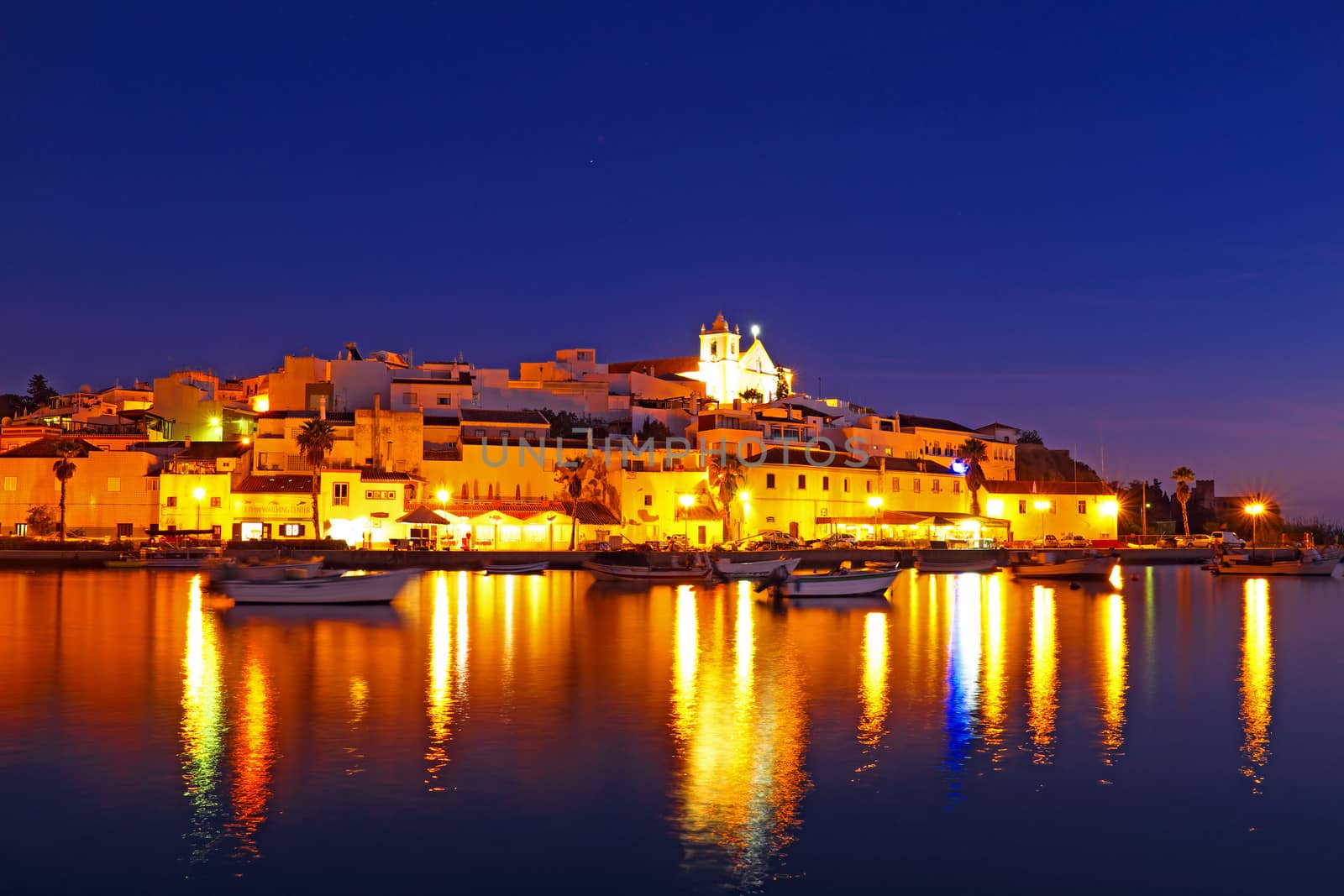 Ferragudo at night - a typical city of Algarve Portugal