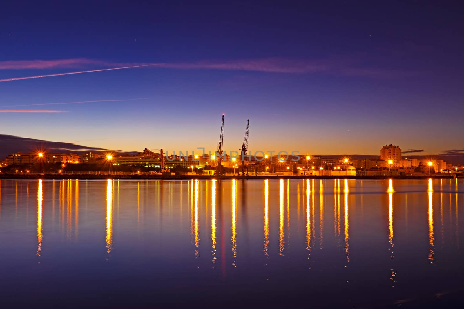 Harbor from Portimao at night in Portugal