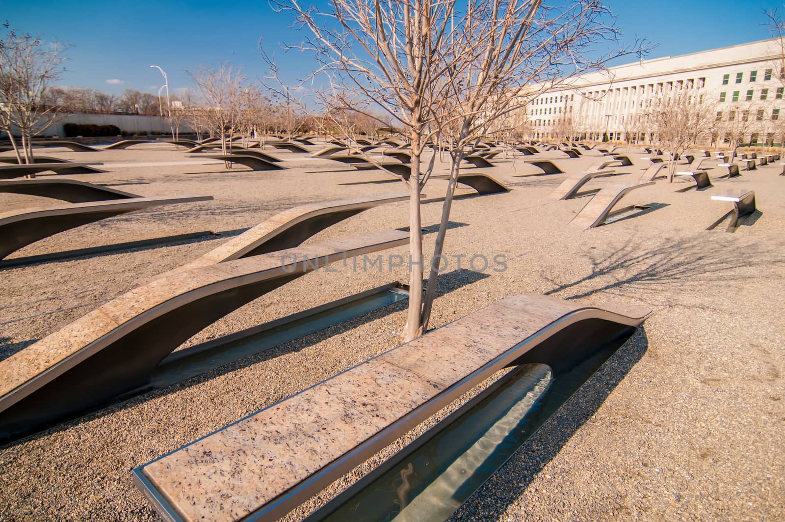 911 Memorial Victims Pentagon Attack in Arlington Virginia in the Washington DC Metropolitan area.