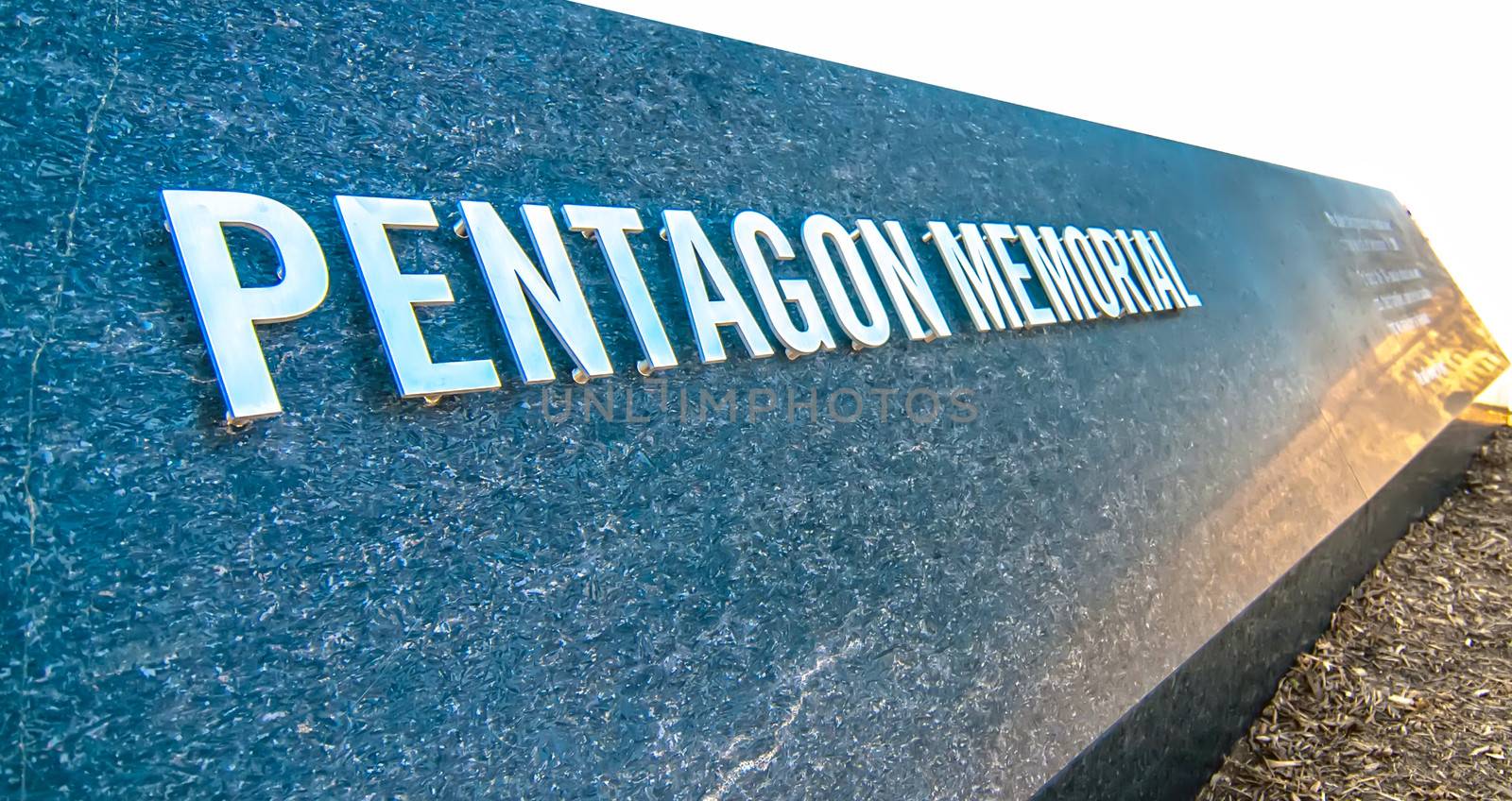 911 Memorial Victims Pentagon Attack in Arlington Virginia in the Washington DC Metropolitan area.