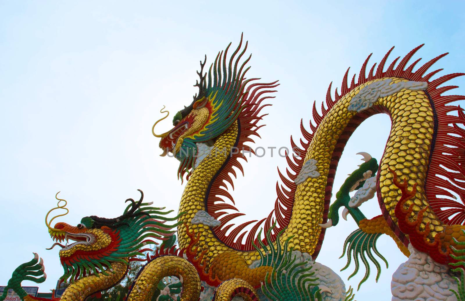 Chinese dragon statue on the park by sutipp11
