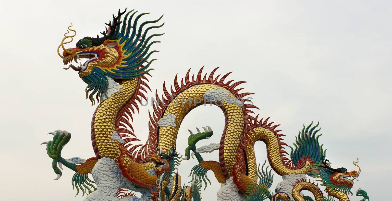 Chinese dragon statue on the park by sutipp11