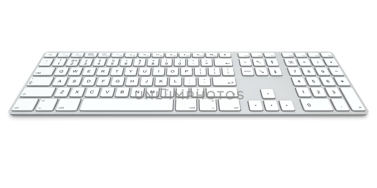 Computer keyboard isolated on white background