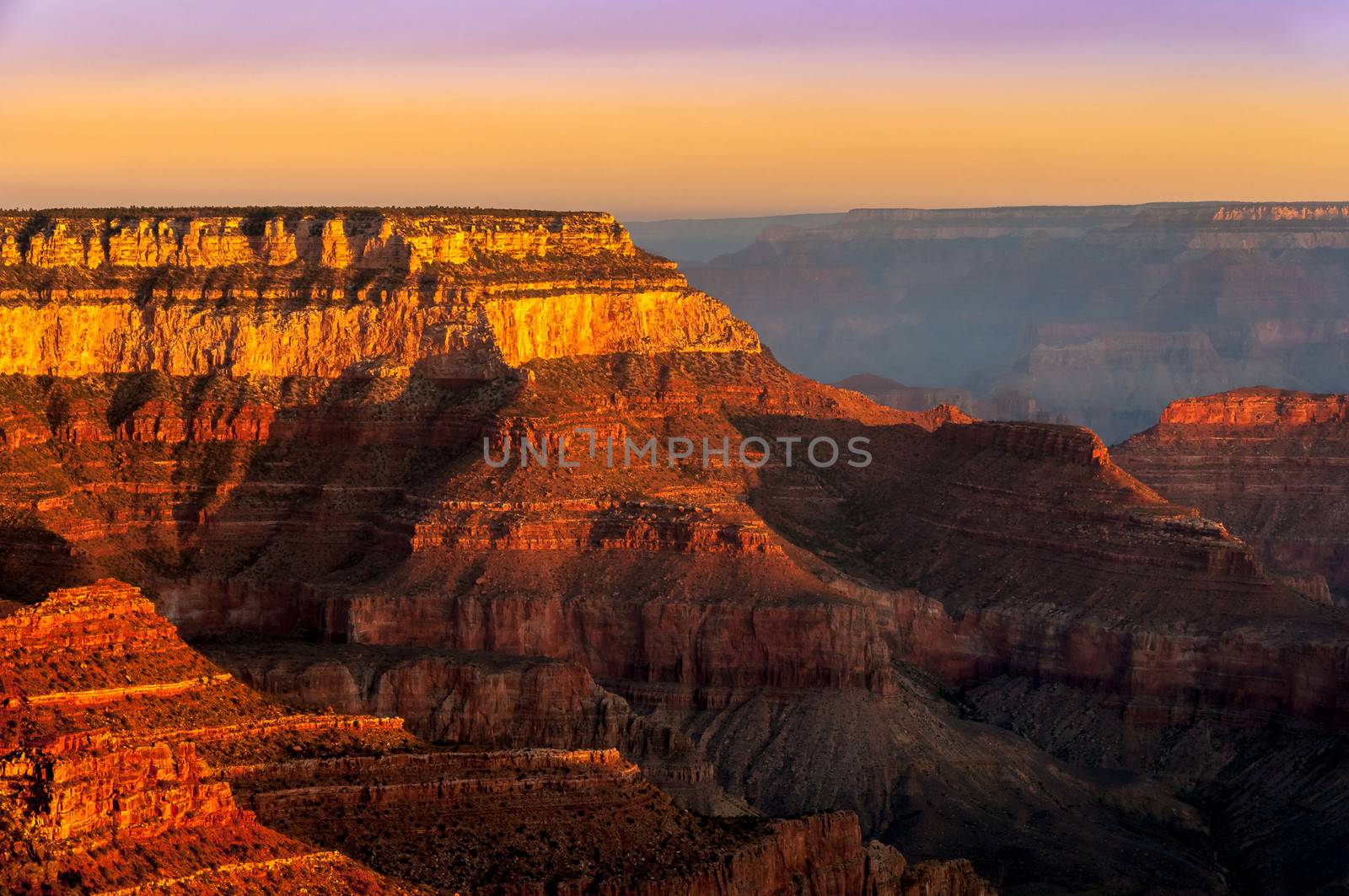 Colorful sunrise at Grand Canyon national park, Arizona, USA