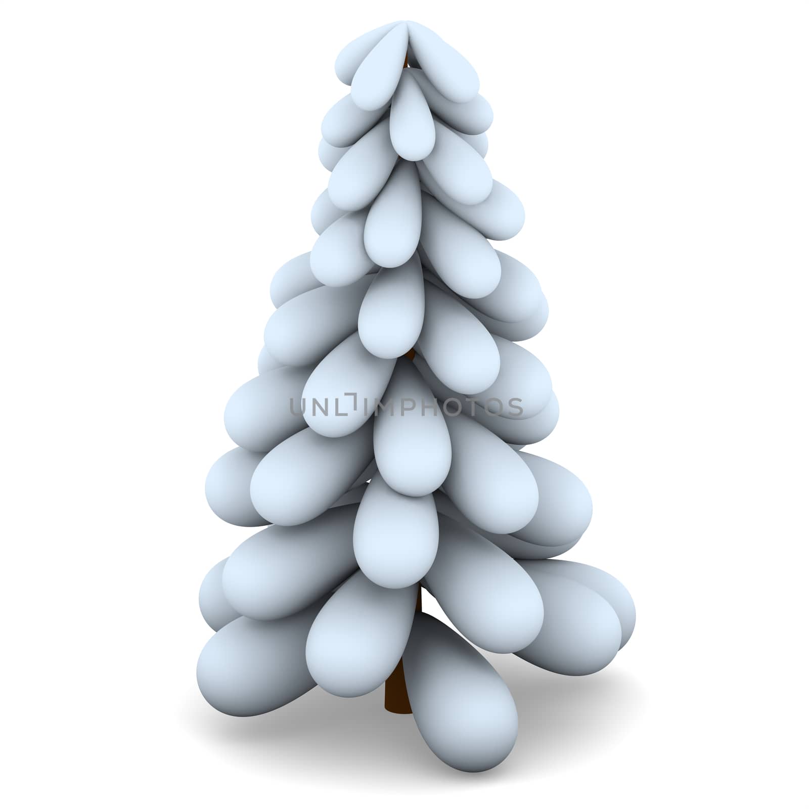 White christmas tree illustration isolated on white background