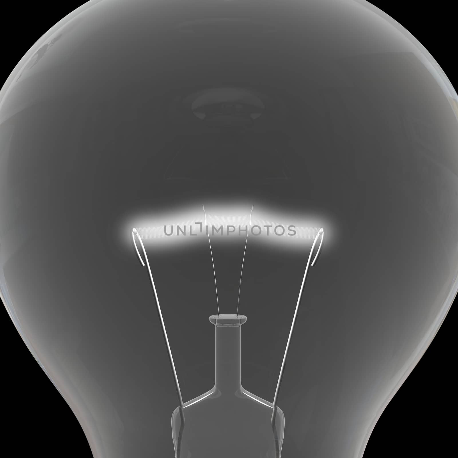 Close up of lightbulb on black background