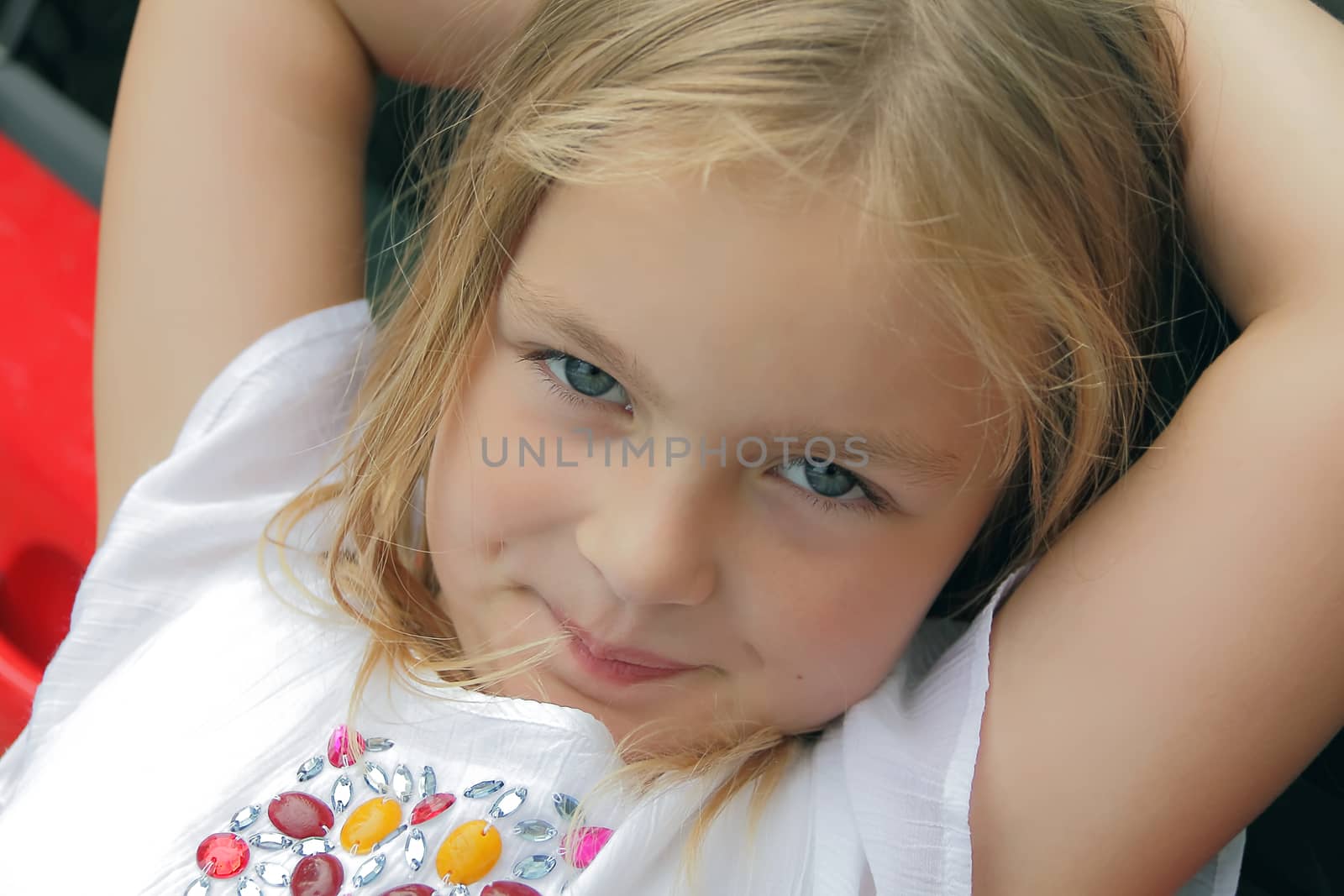 Portrait of beautiful girl with blue eyes