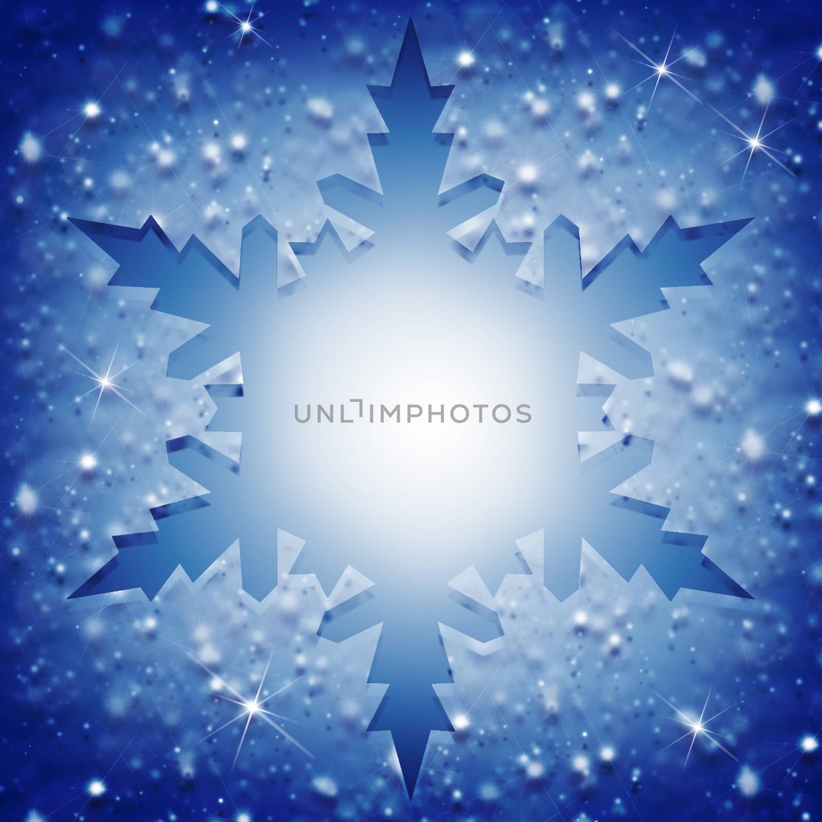 Christmas frame. White snowflakes on a blue background