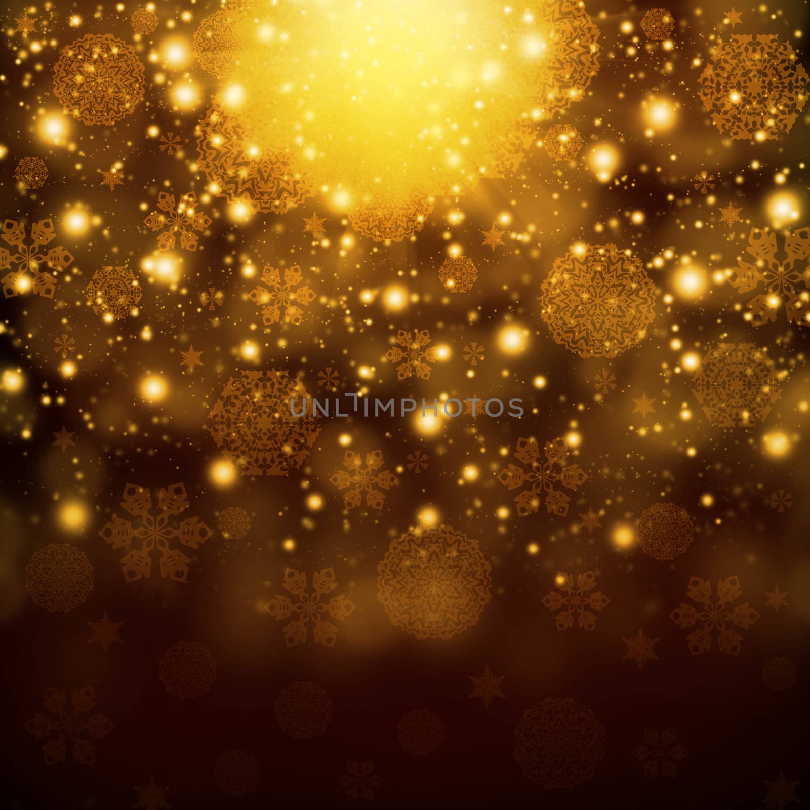 New Year's background. Snowflakes on abstract gold background