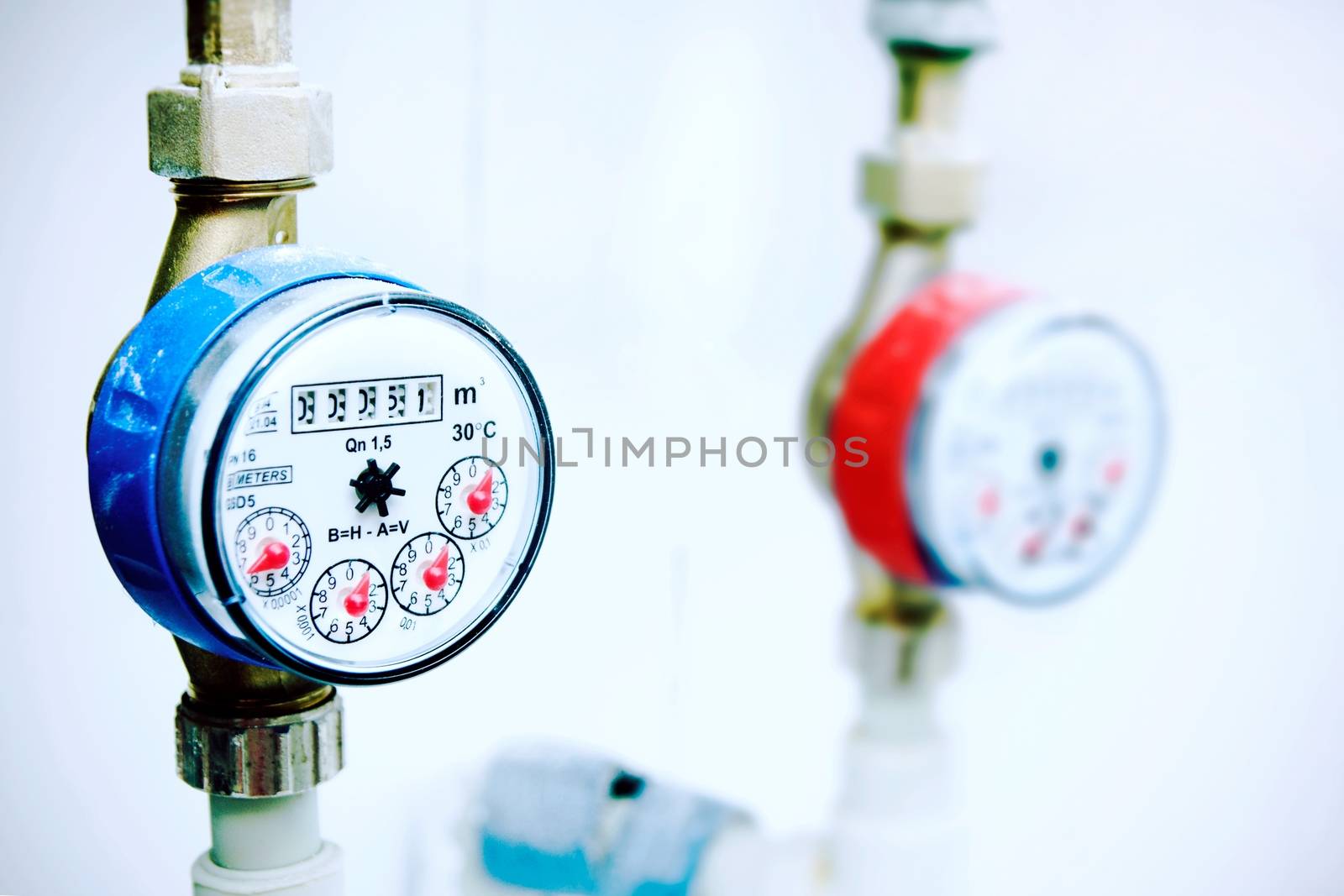 Sanitary equipment. Cold blue and red hot gauges by simpson33