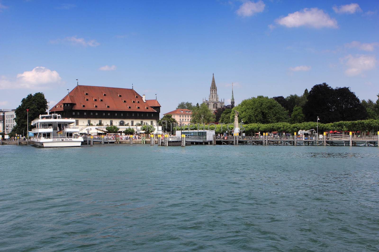lake of constance with view to the docks from constance 