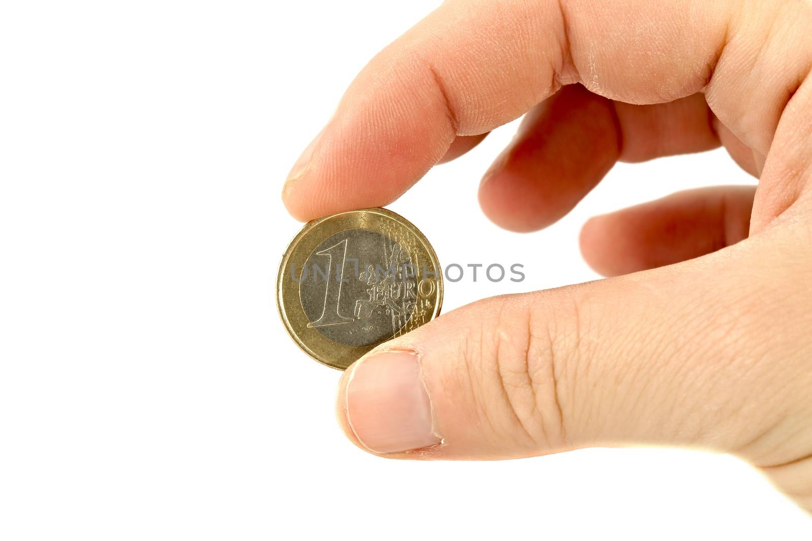 One Euro coin isolated on white background