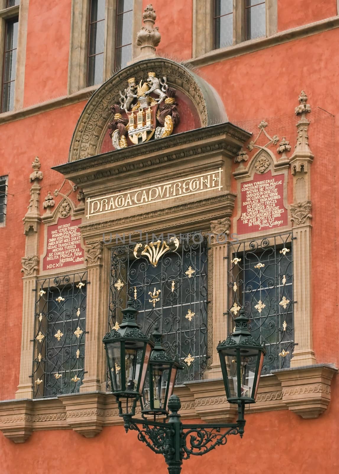 Decor of windows Old Town Hall in Prague