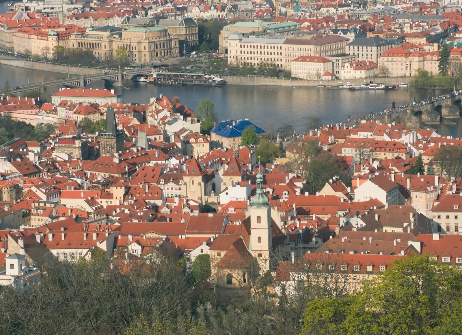 View of Prague a clear spring evening